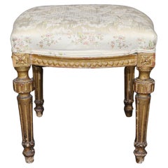 Magnifique tabouret de pied Louis XVI doré Circa 1900