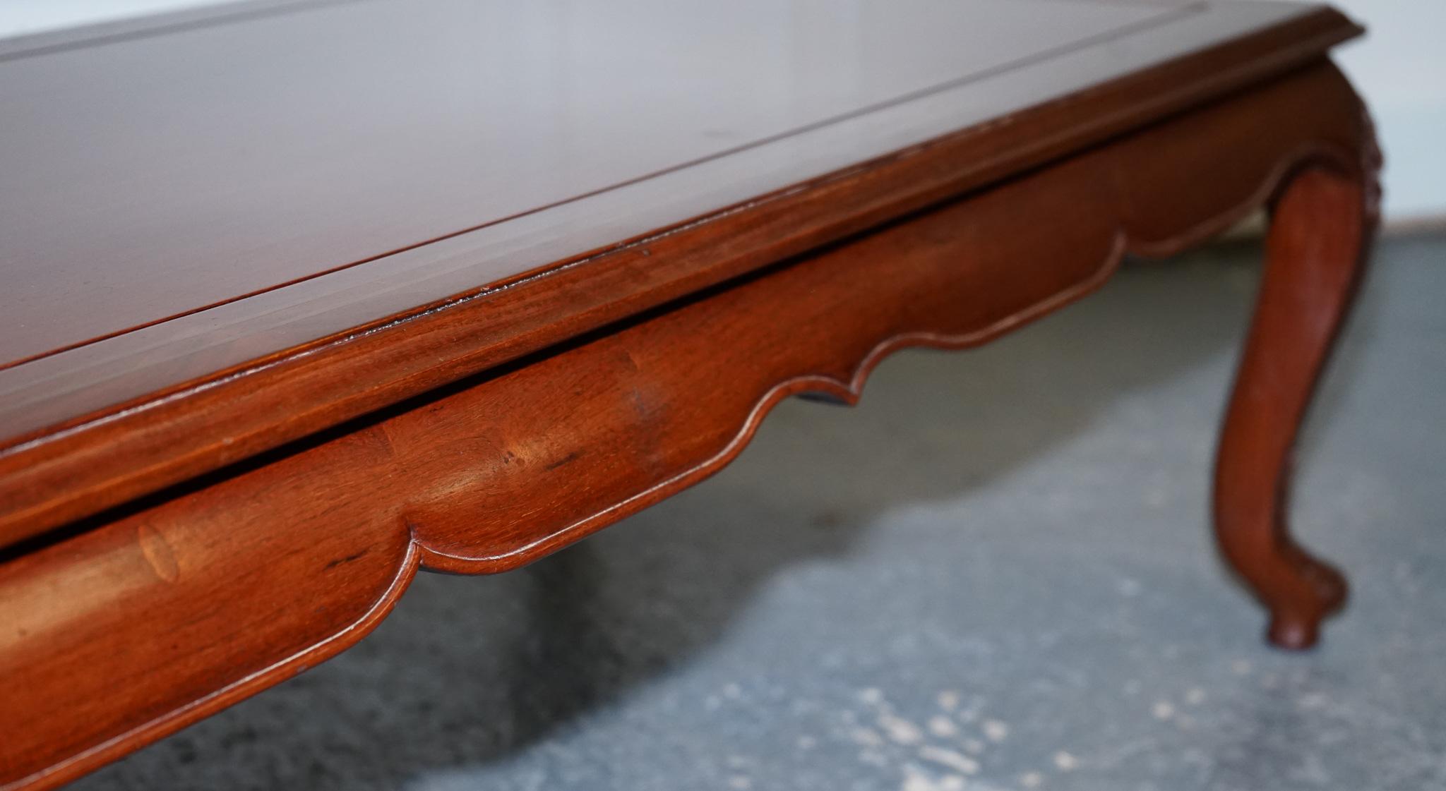 Gorgeous Oriental Hardwood Rectangular Coffee Table with Brass Inlay 3