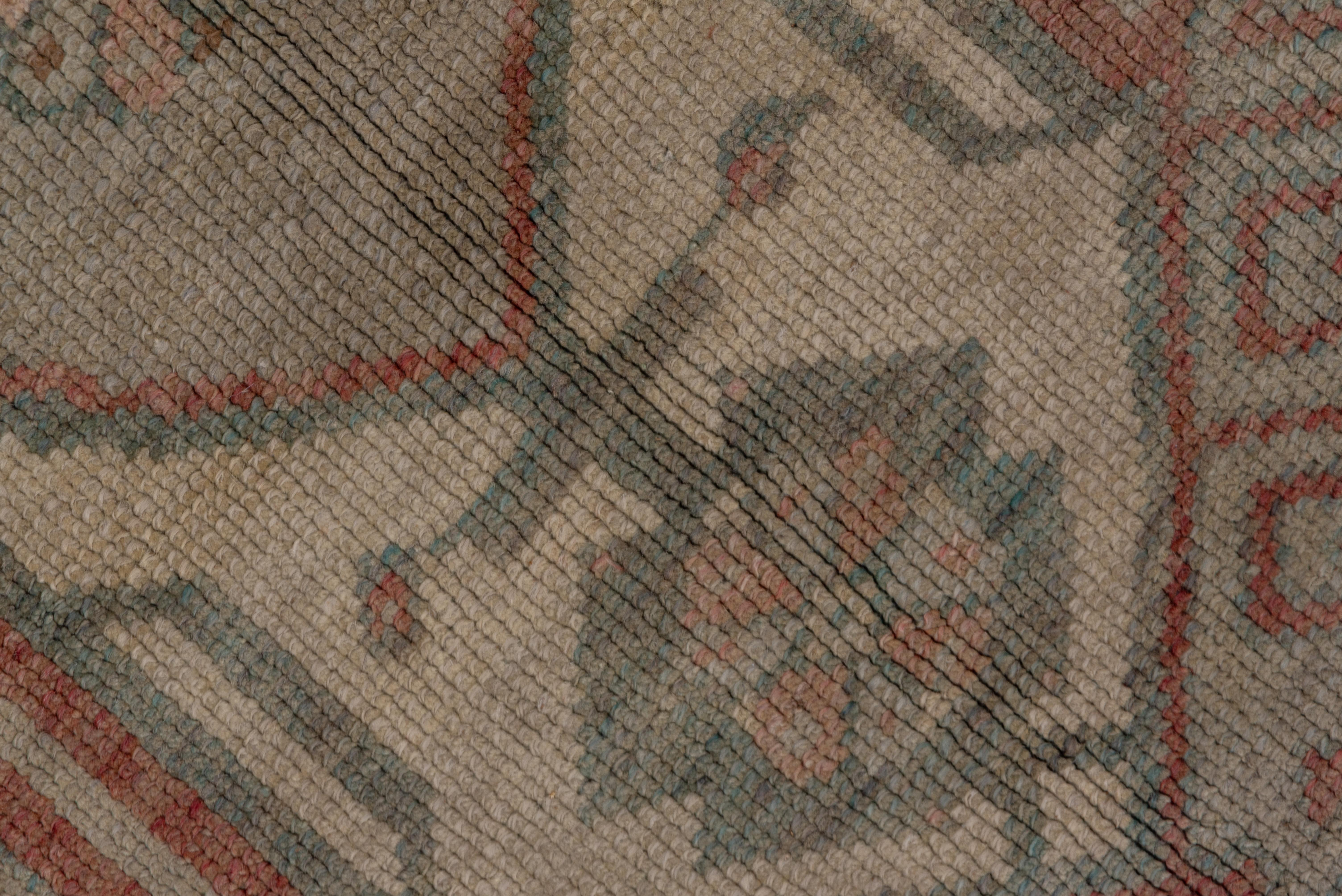 Hand-Knotted Gorgeous Oushak Gallery Carpet, Soft Palette For Sale