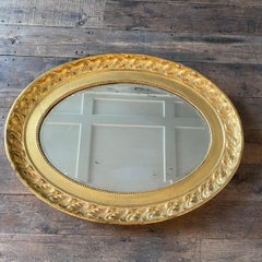 Gorgeous Oval French Louis XVI Genuine Gold Leaf Mirror