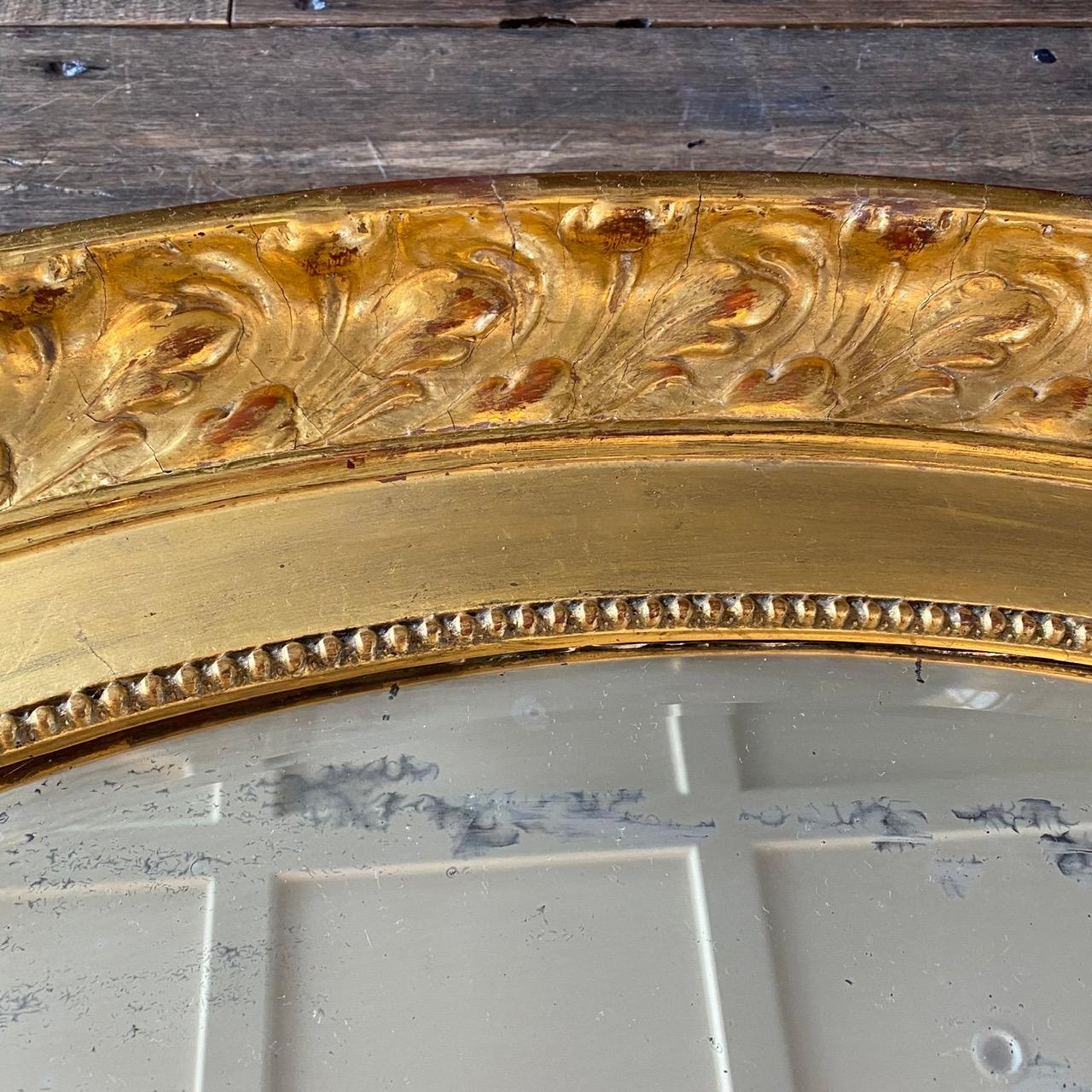 Gorgeous Oval French Louis XVI Genuine Gold Leaf Mirror  For Sale 2
