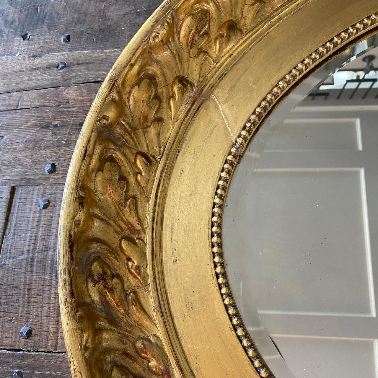 Gorgeous Oval French Louis XVI Genuine Gold Leaf Mirror  For Sale 4