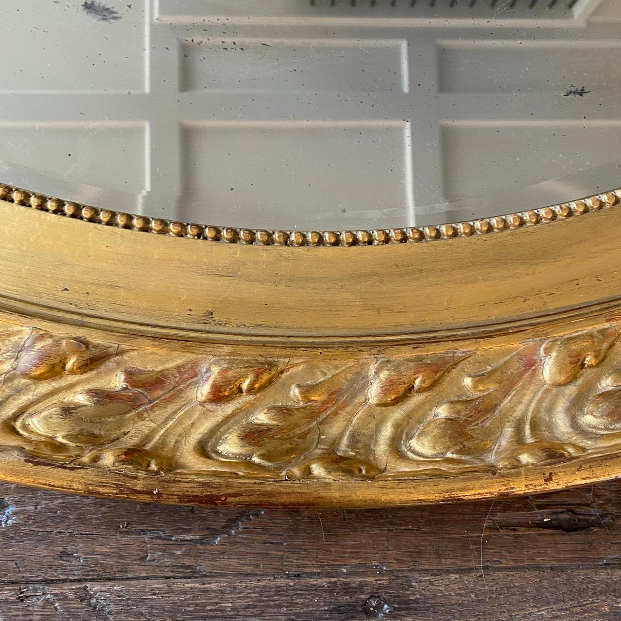 Gorgeous Oval French Louis XVI Genuine Gold Leaf Mirror  For Sale 5