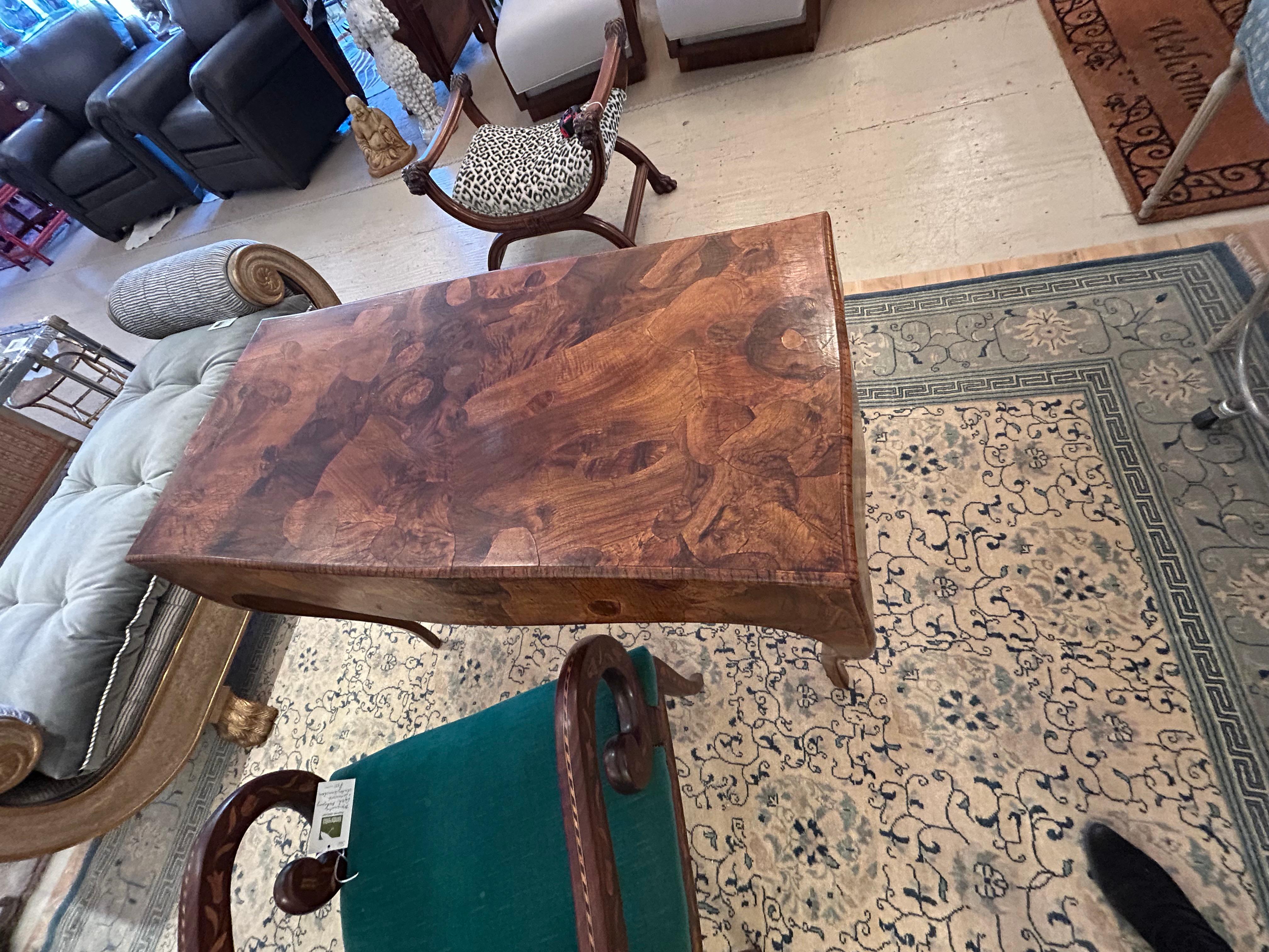 Gorgeous Oyster Wood Writing Desk with Cabriole Legs For Sale 4