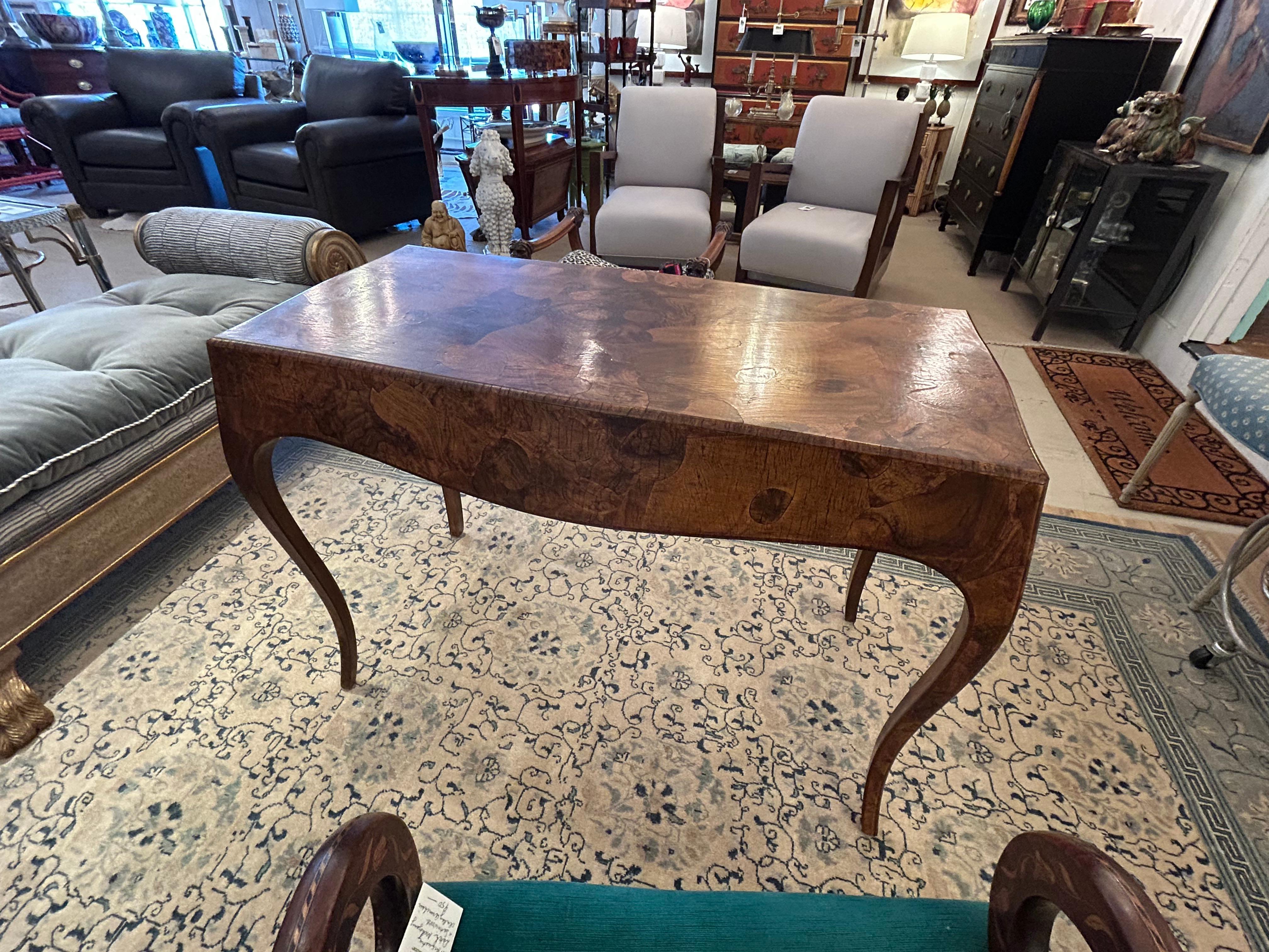 Gorgeous Oyster Wood Writing Desk with Cabriole Legs For Sale 6