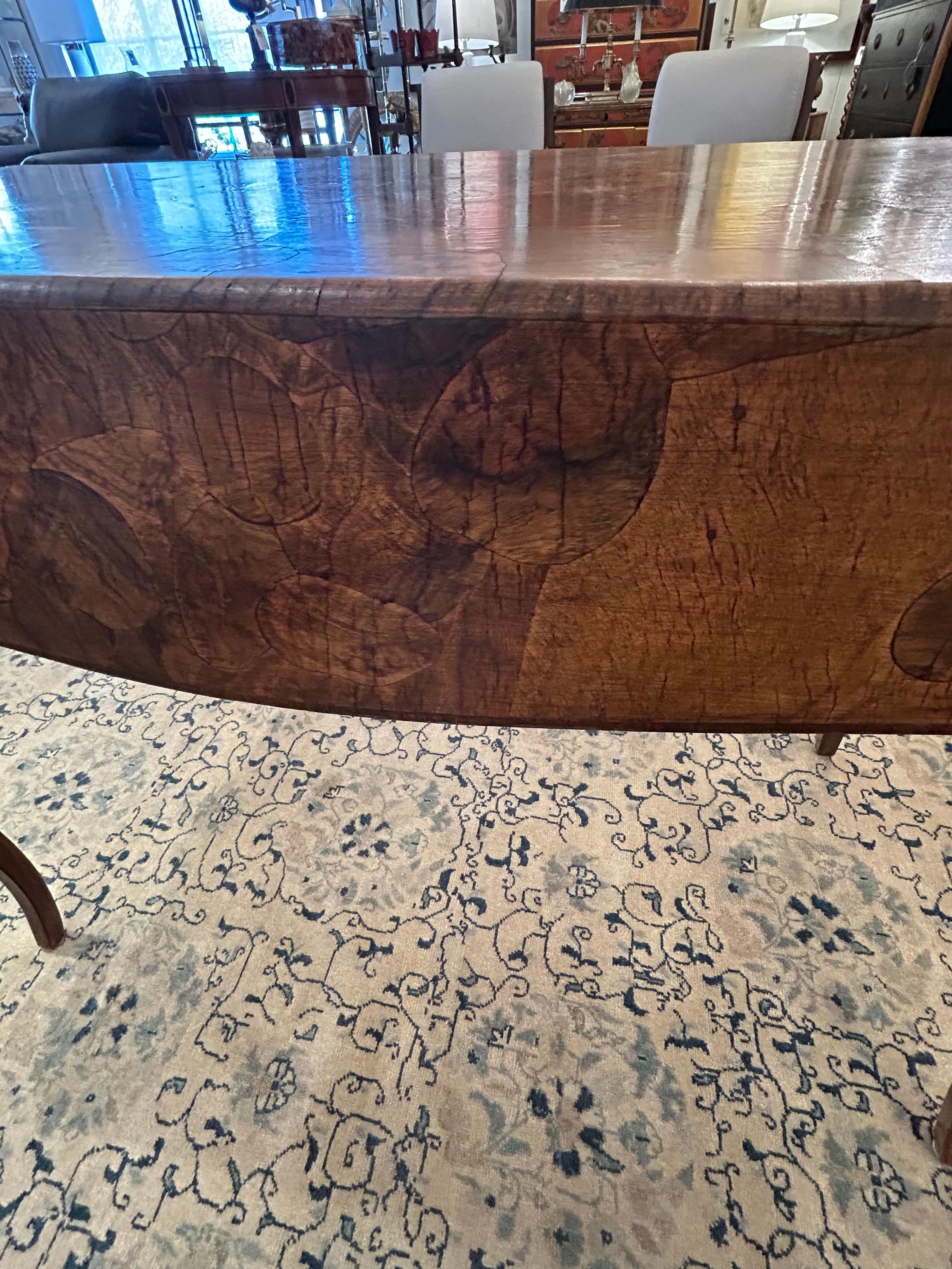 Gorgeous Oyster Wood Writing Desk with Cabriole Legs For Sale 7