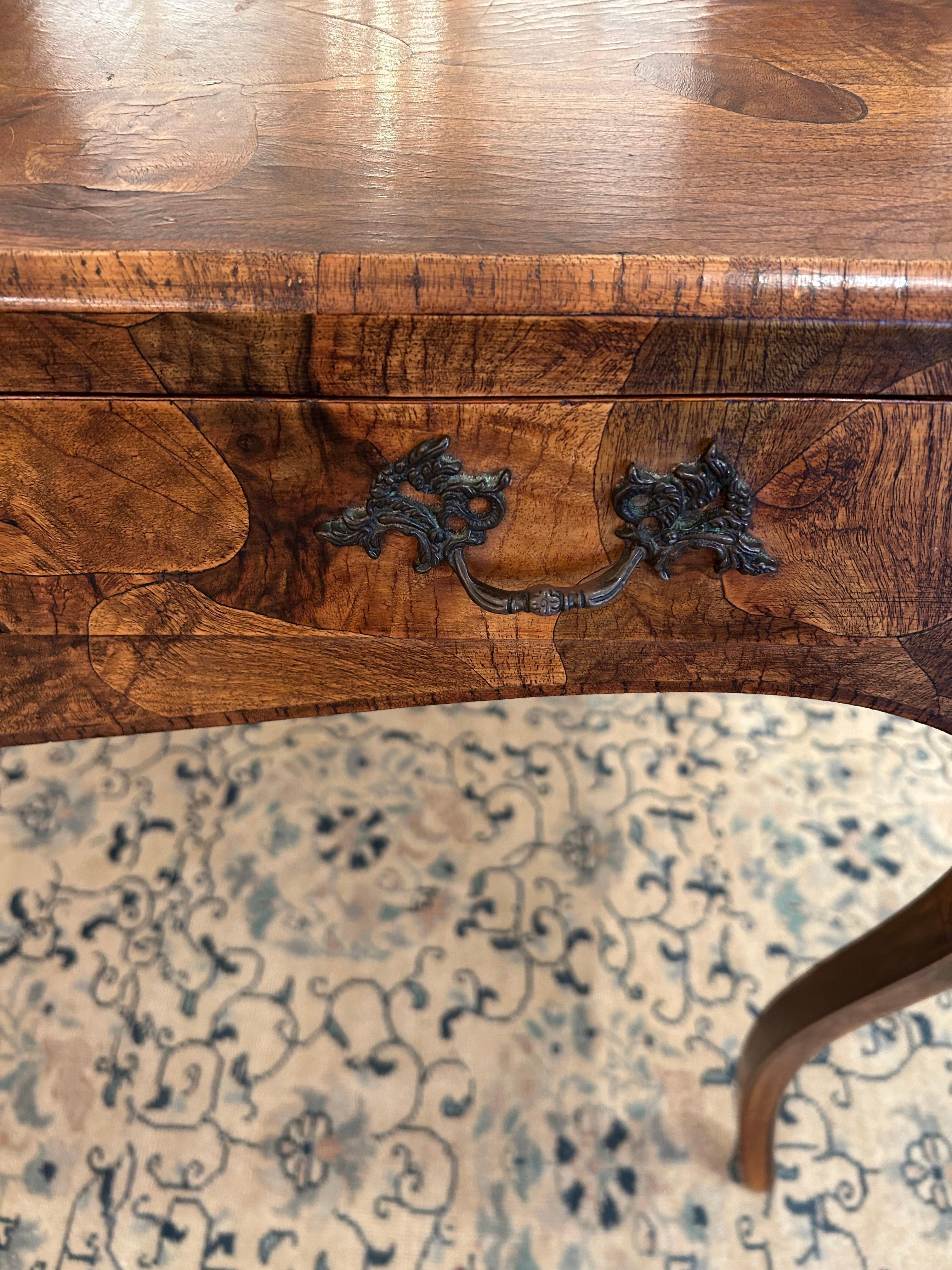 Gorgeous Oyster Wood Writing Desk with Cabriole Legs For Sale 1