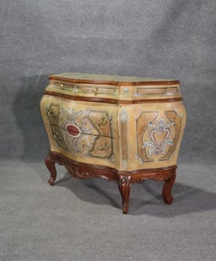 Gorgeous Paint Decorate Bombe Form Italian Commode