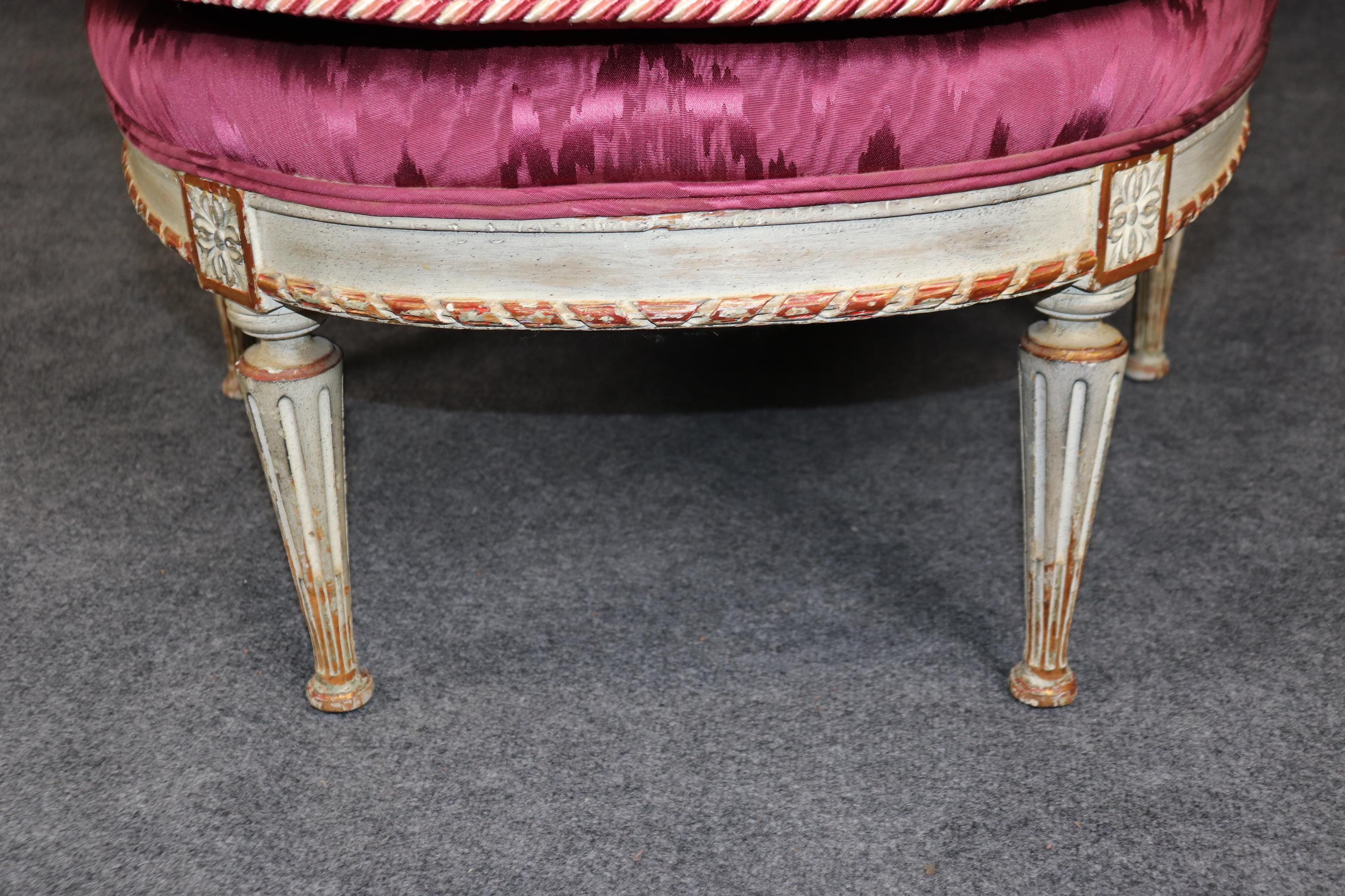 Gorgeous Paint Decorated French Louis XVI Chaise Daybed Circa 1940 For Sale 7