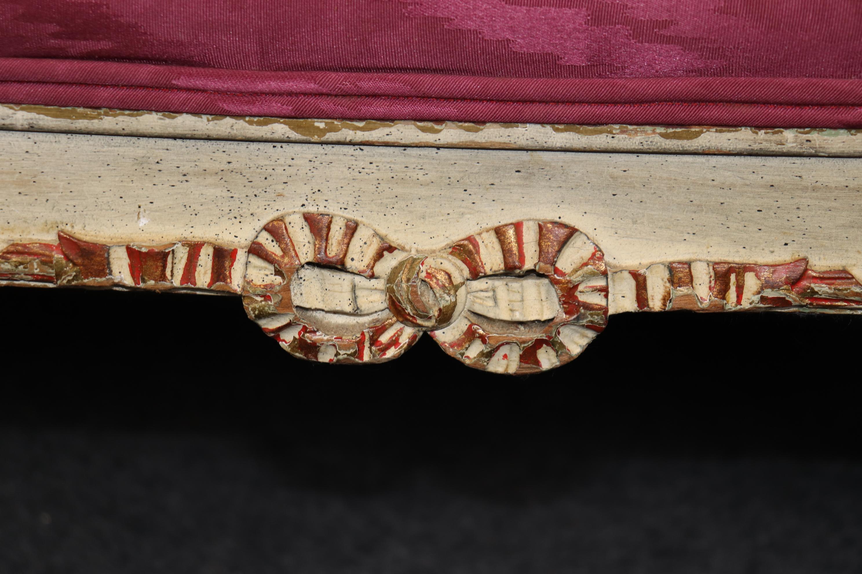 Gorgeous Paint Decorated French Louis XVI Chaise Daybed Circa 1940 For Sale 3