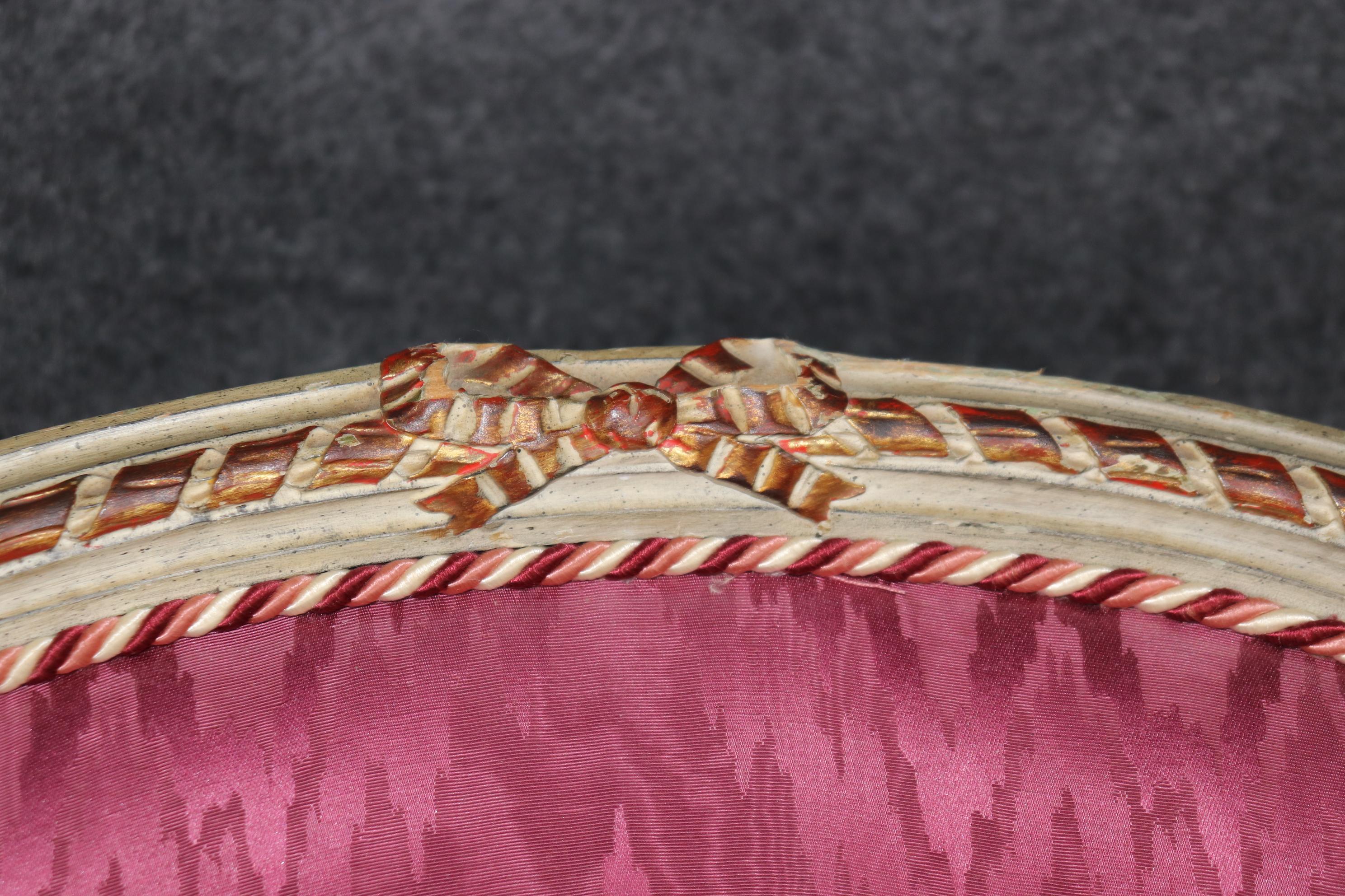 Gorgeous Paint Decorated French Louis XVI Chaise Daybed Circa 1940 For Sale 4