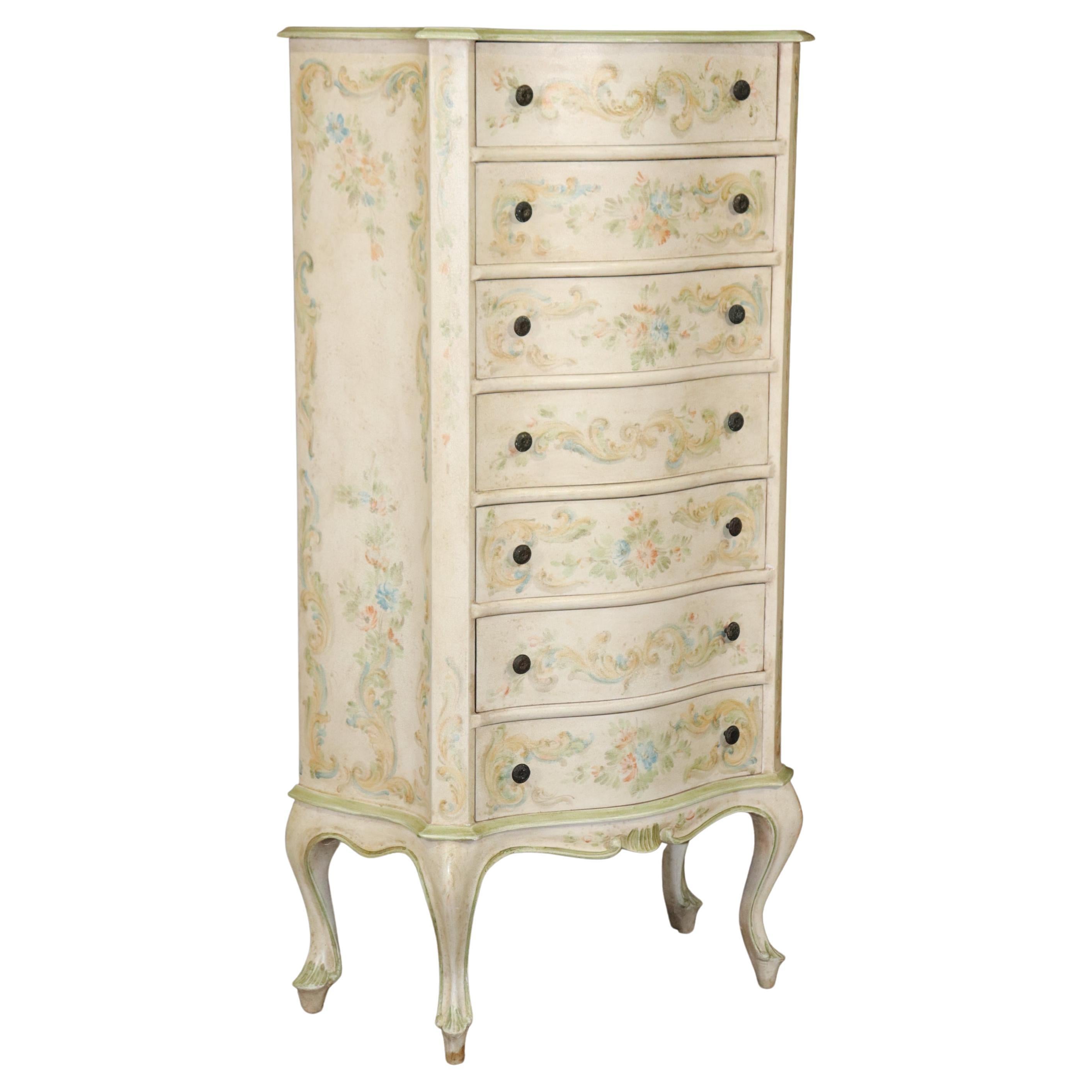 Gorgeous Paint Decorated Venetian Style Italian Lingerie Chest Dresser