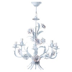 Preciosa araña italiana pintada con decoración floral