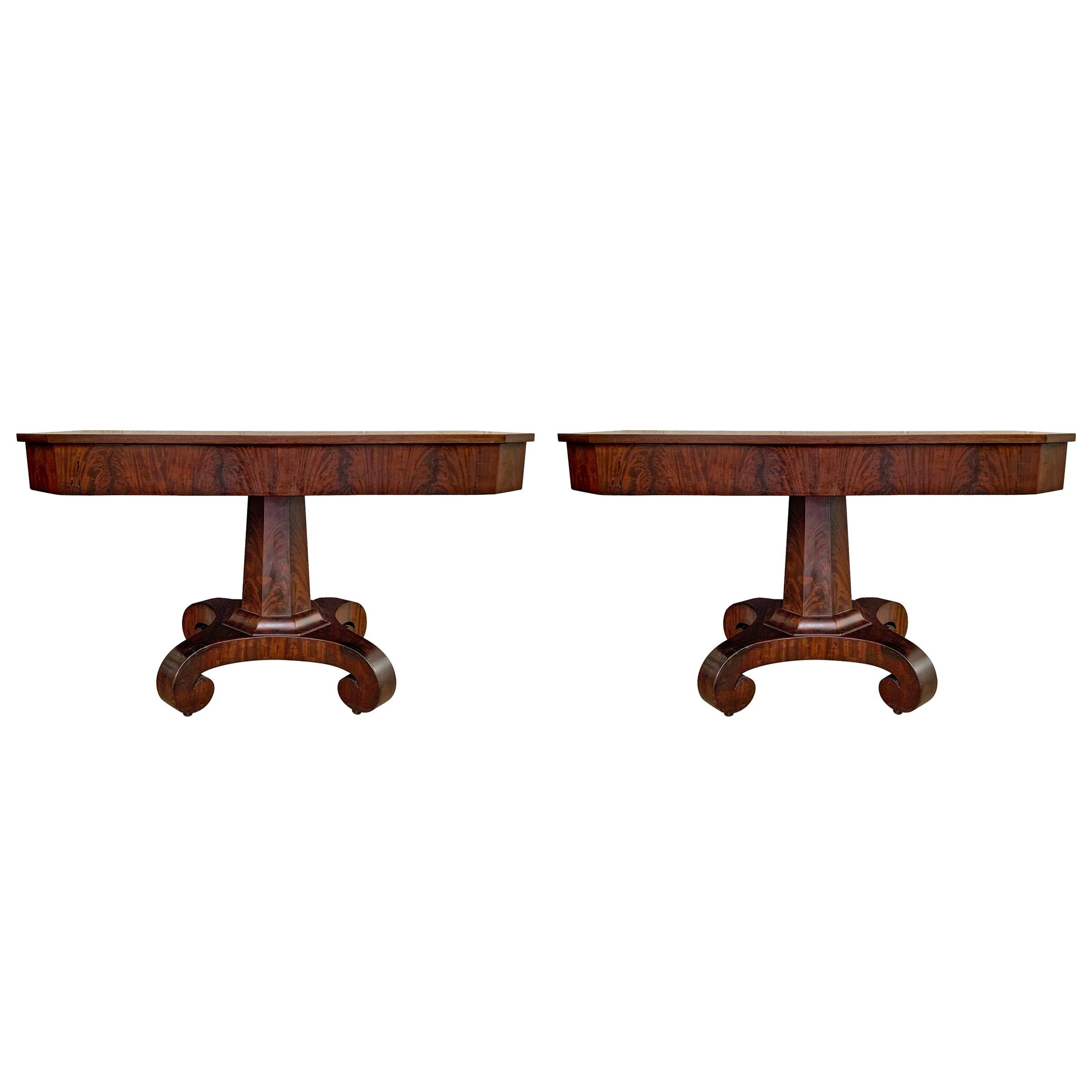 Gorgeous Pair of American Empire Console Tables