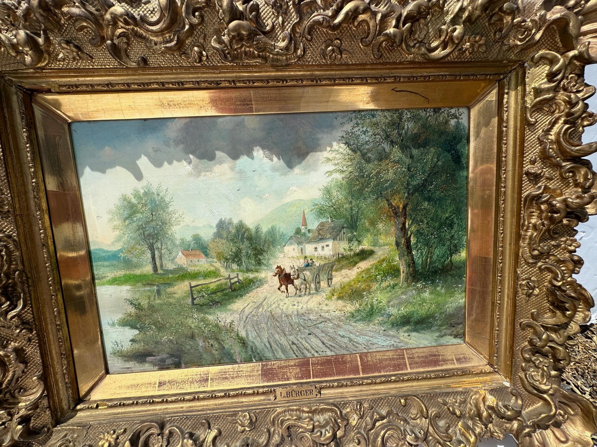 Splendida coppia di dipinti antichi austriaci di L. Burger in vendita 9