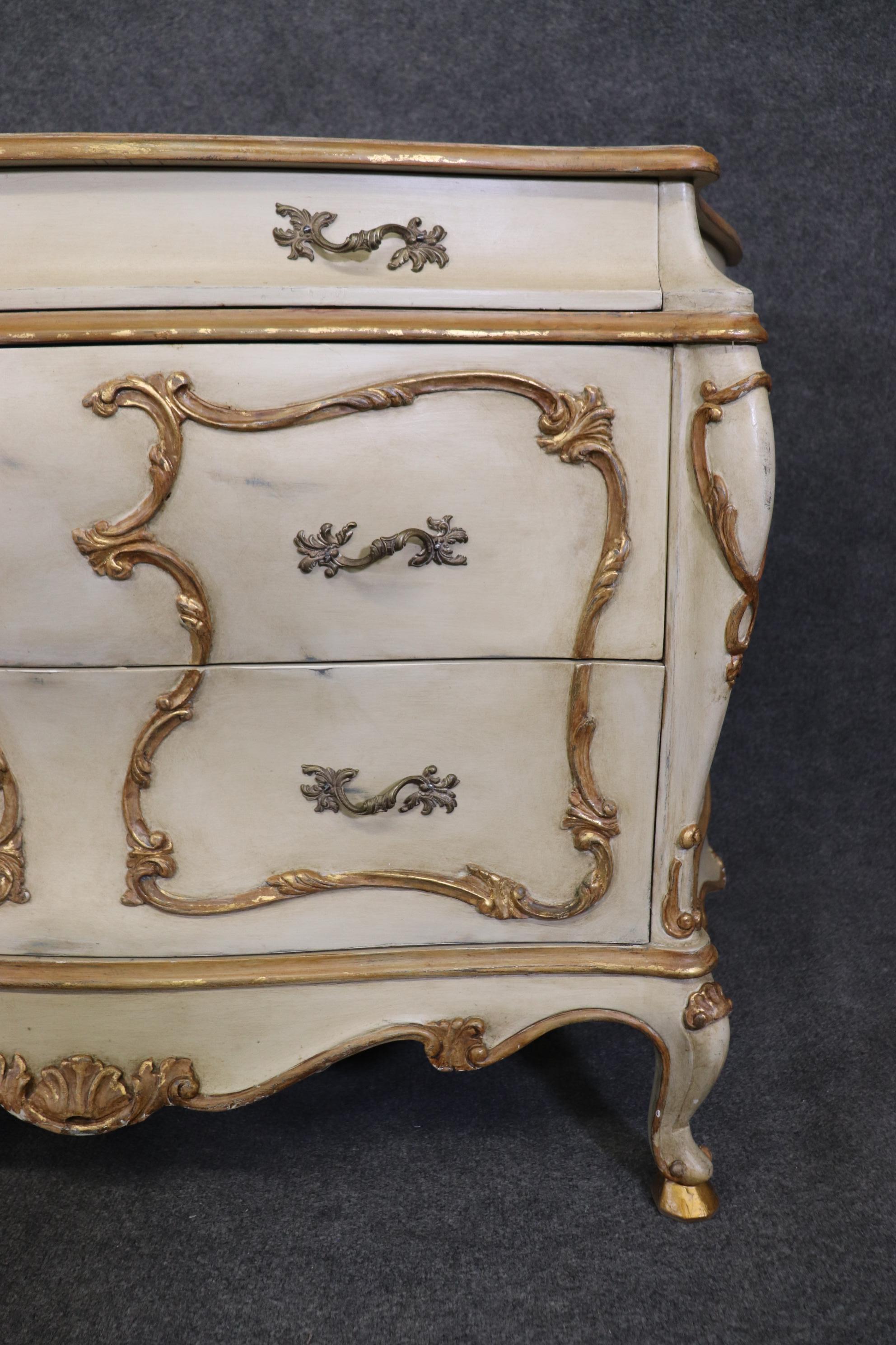 Gorgeous Pair of Antique White and Gold Paint Decorated Commodes 6