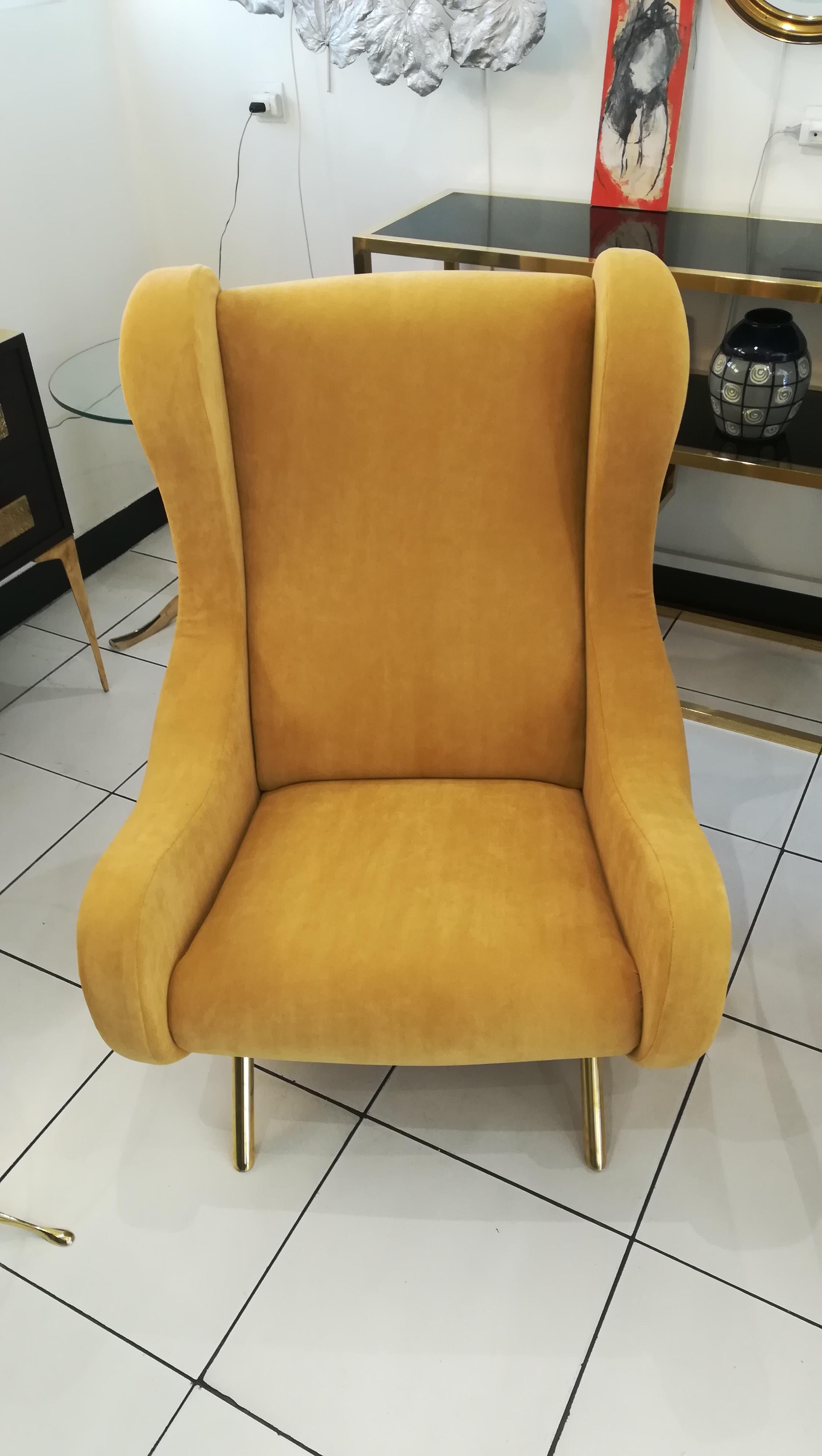 Brass Gorgeous Pair of Armchairs in the Style of Marco Zanuso, circa 1960