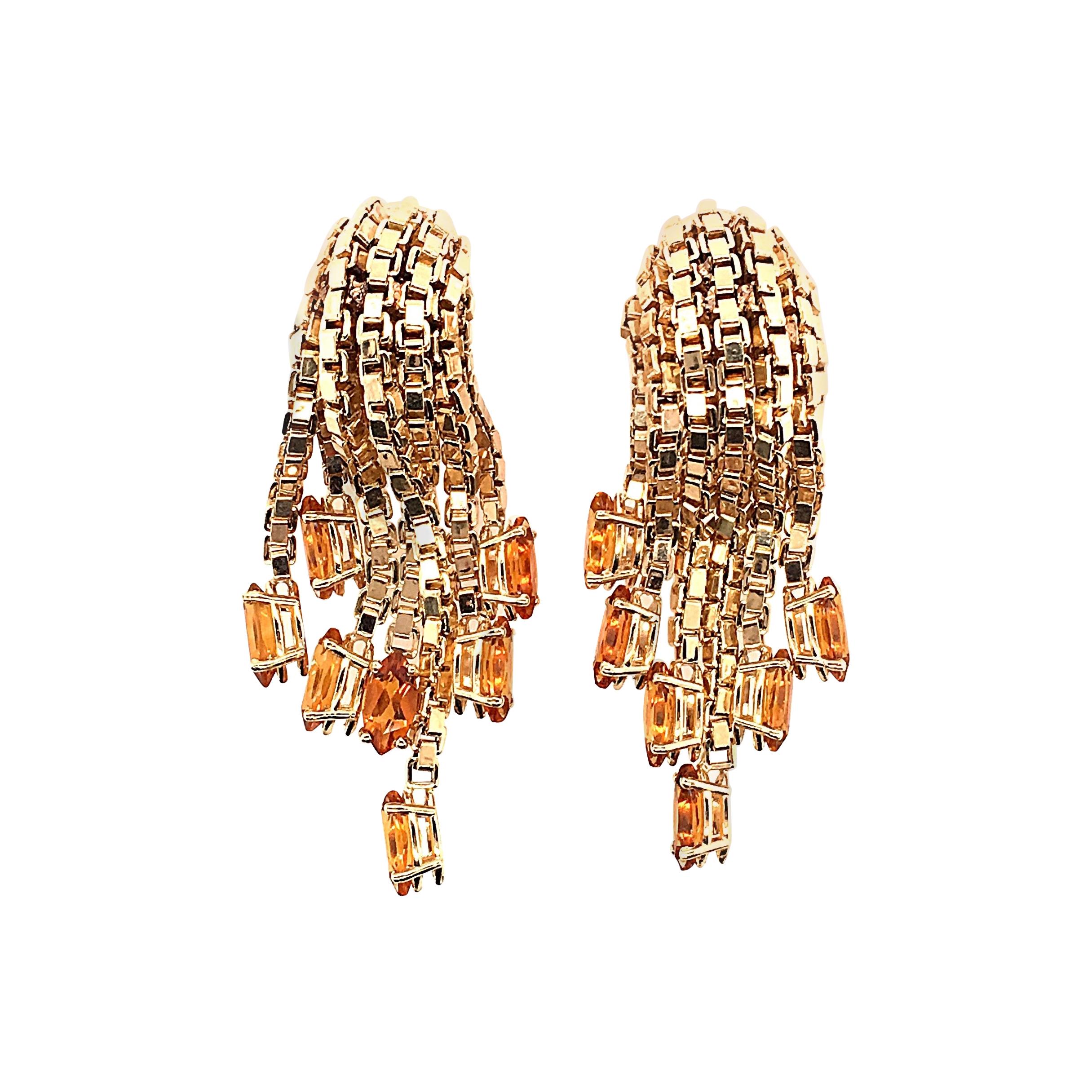 Gorgeous Pair of Citrine and Gold Earrings