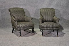 Gorgeous Pair of Elegant Ebonized Bergere Club Chairs