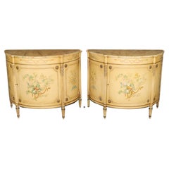 Gorgeous Pair of Faux Marble Paint Decorated Louis XVI Style French Commodes