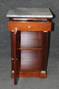 Gorgeous Pair of French Dore' Bronze and Marble French Empire Nightstands