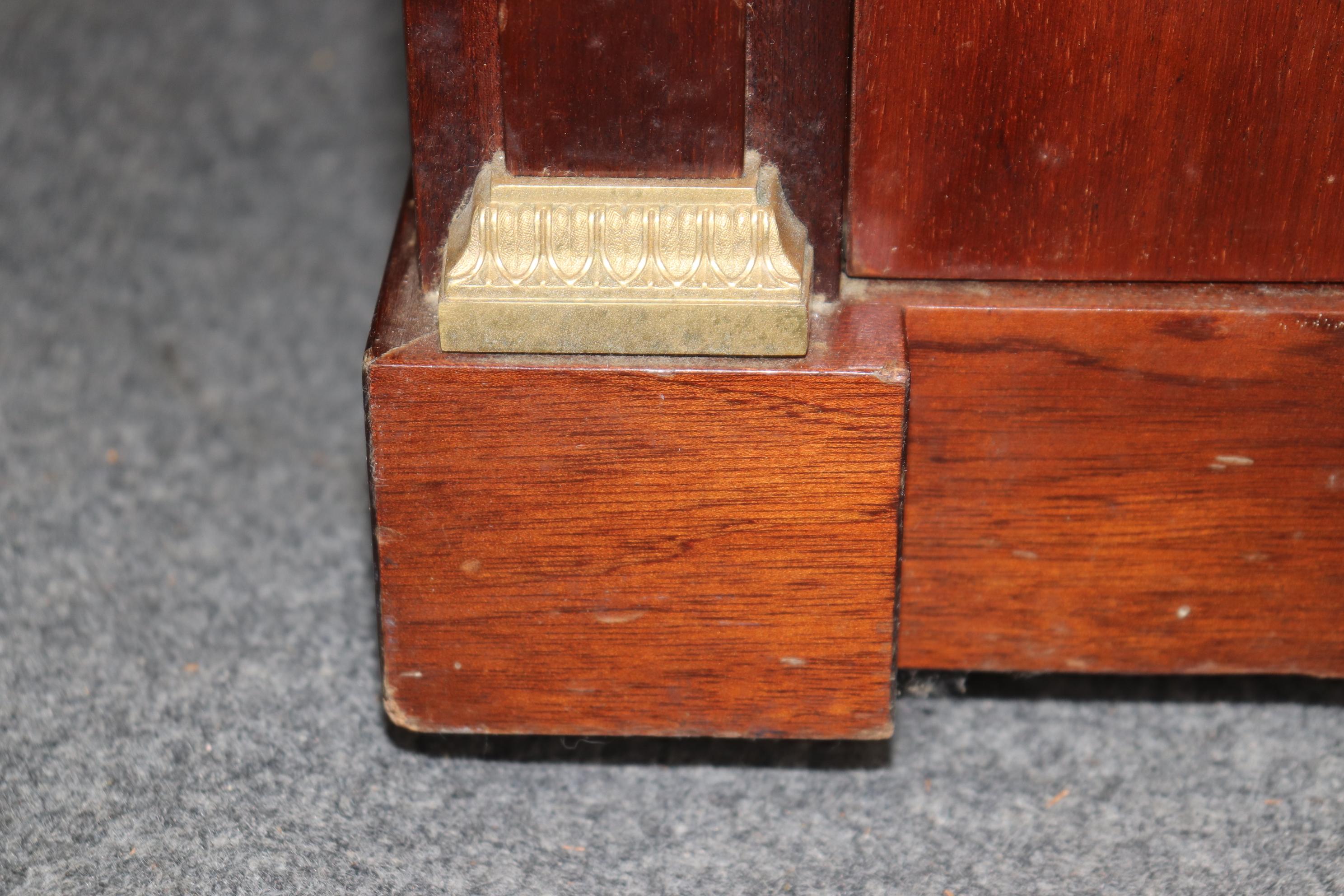 Gorgeous Pair of French Dore' Bronze and Marble French Empire Nightstands For Sale 4