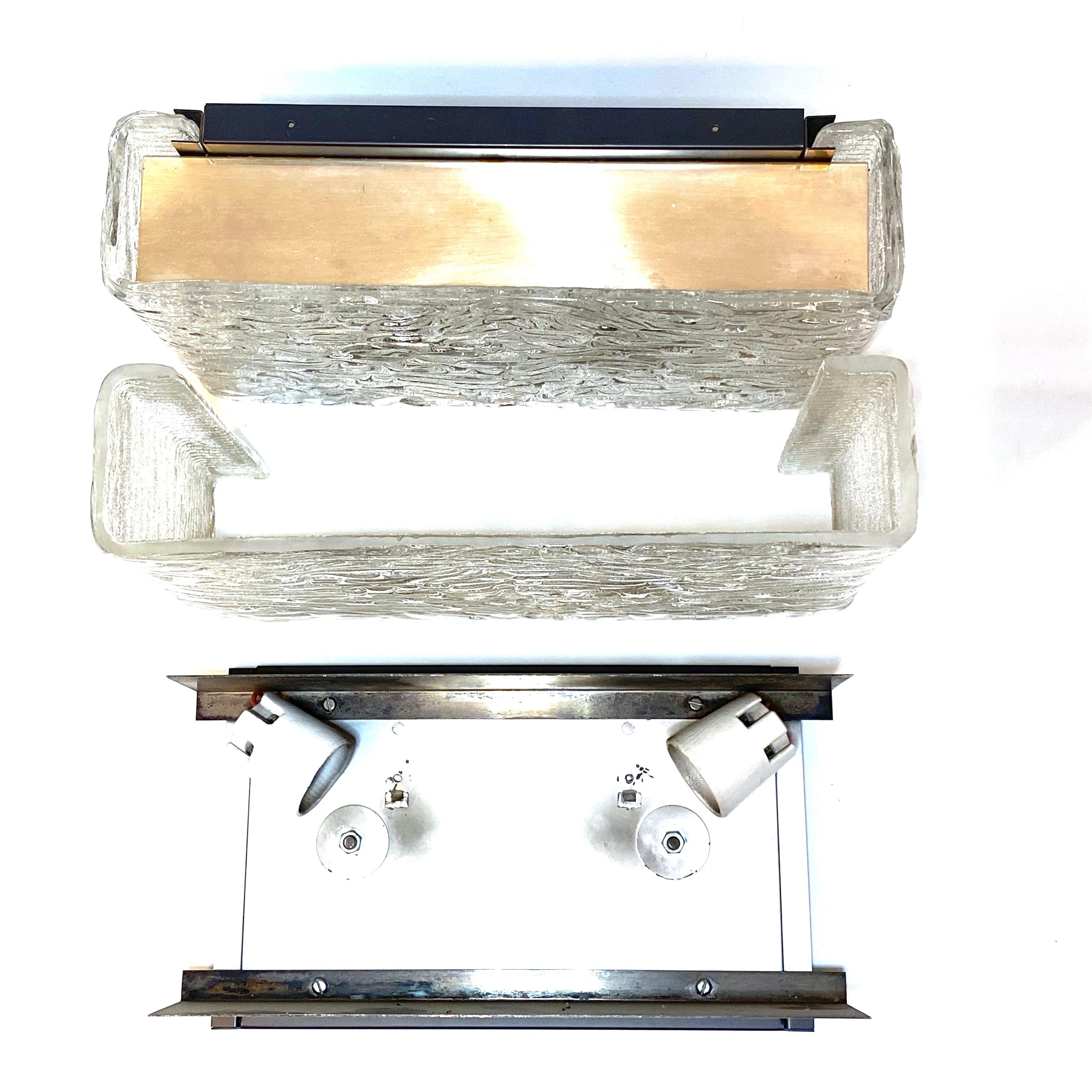 Gorgeous Pair of Grand Scale Ice Glass Sconces, Germany, 1960s For Sale 8