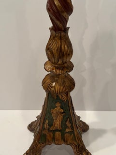 Gorgeous Pair of Italian Ornately Carved Painted & Gilded Pedestals