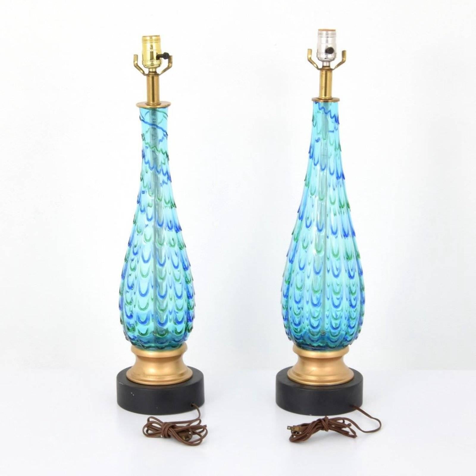 Mid-Century Modern Gorgeous Pair of Marbro Lamp Company Murano Lamps, 1955, Italy