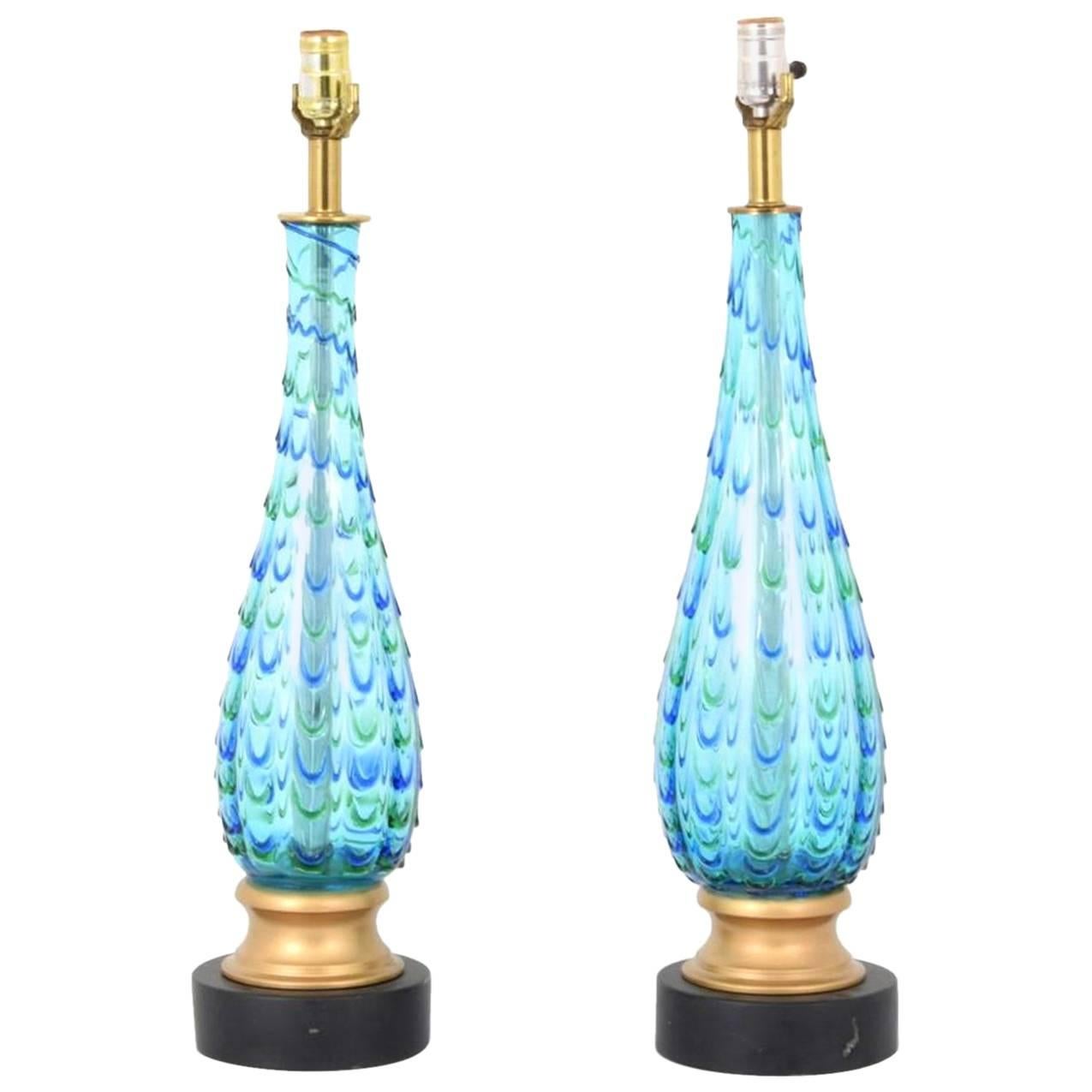 Gorgeous Pair of Marbro Lamp Company Murano Lamps, 1955, Italy