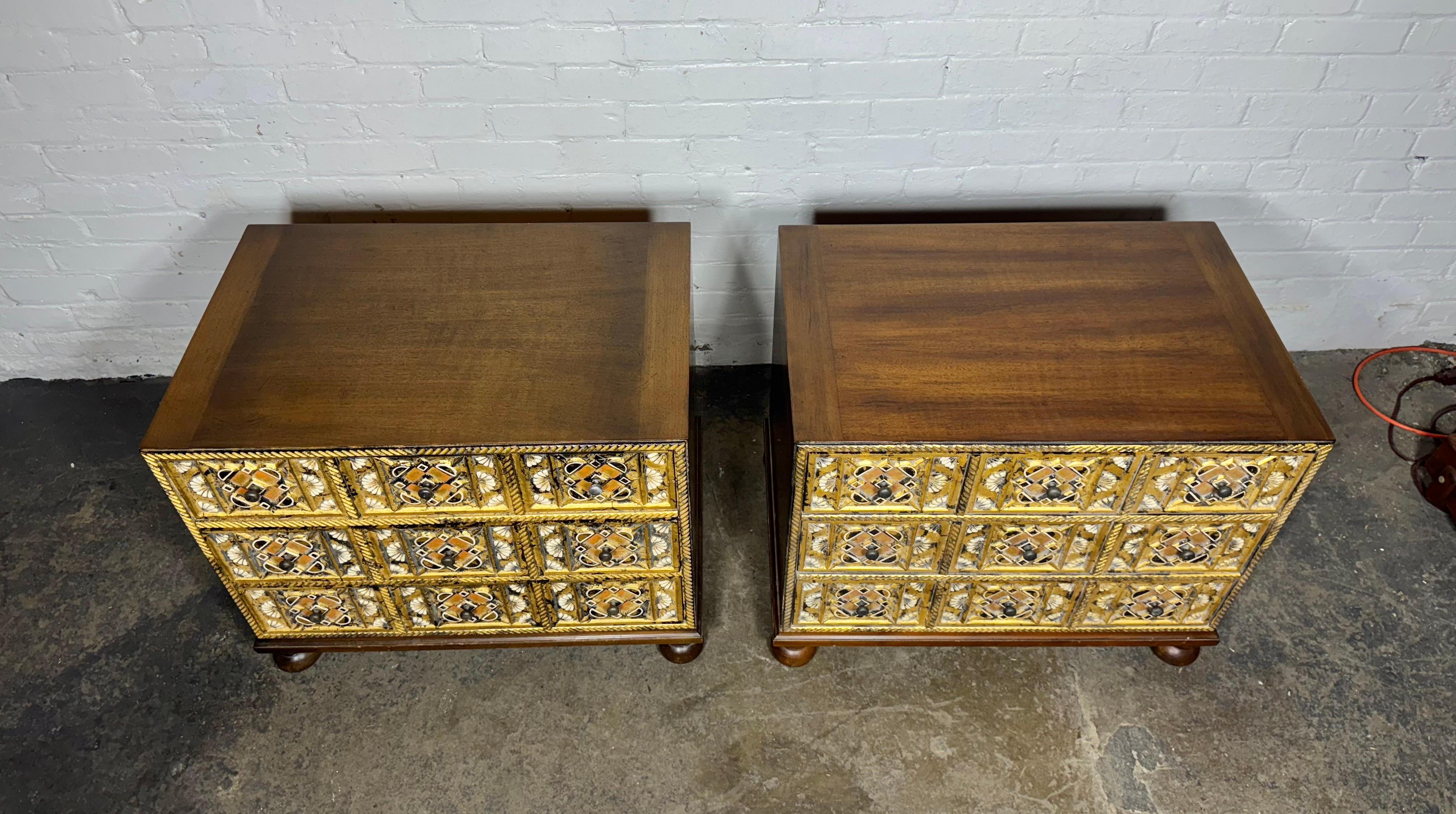 American Gorgeous Pair of Mediterranean Treasure Chests by John Widdicomb, circa 1965 For Sale