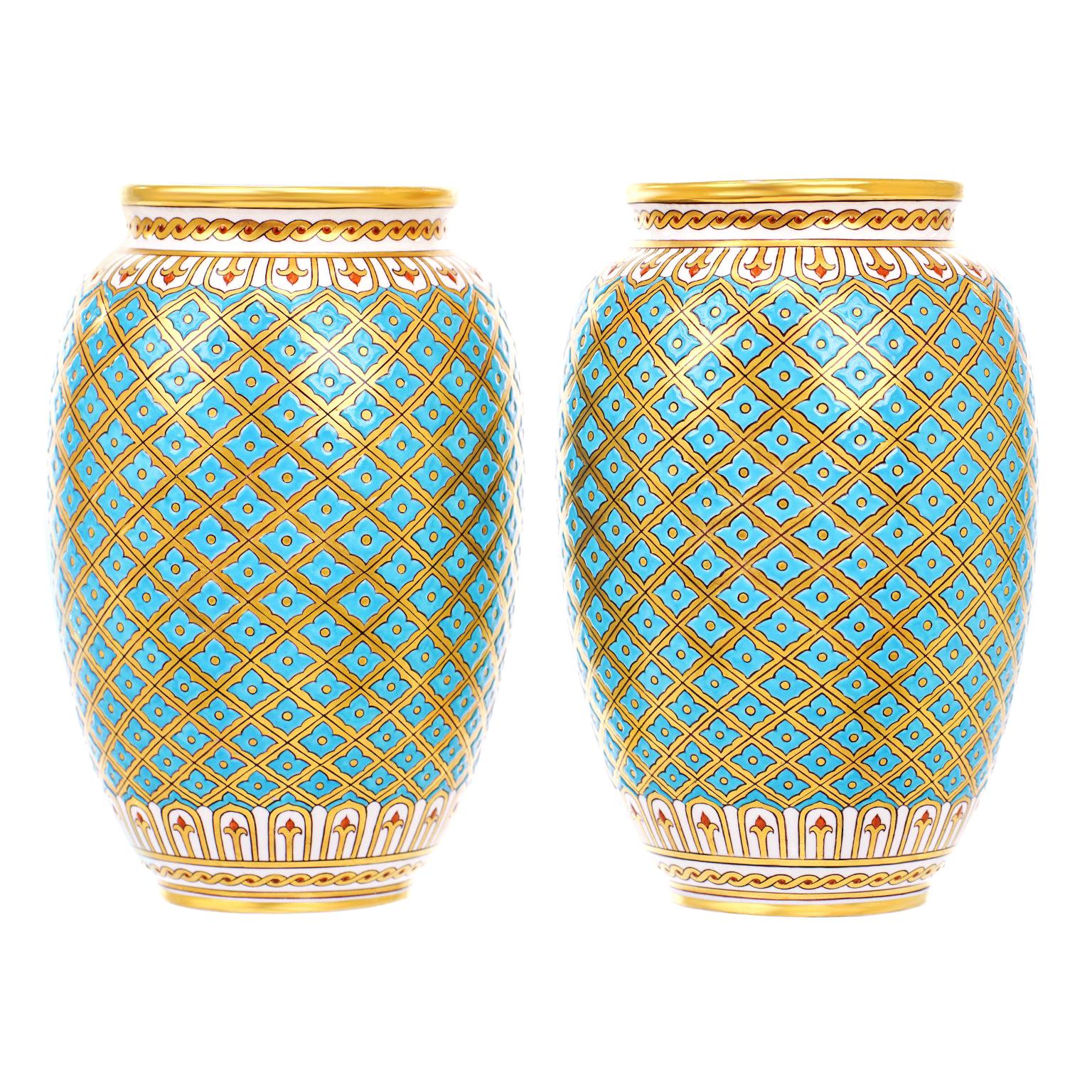 Gorgeous Pair of Minton Vases, circa 1880s, England
