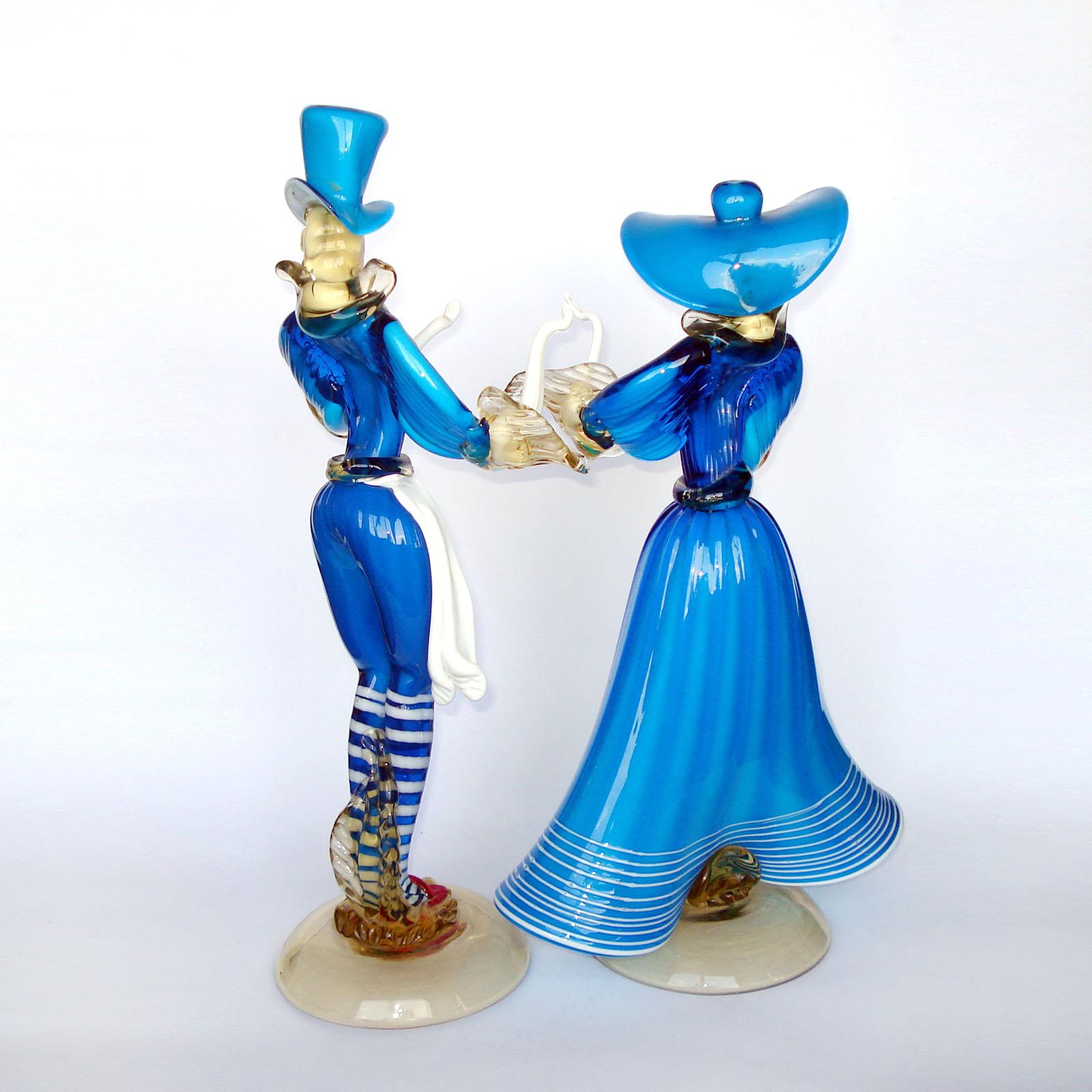 European Gorgeous Pair of Murano Glass Dancing Couple