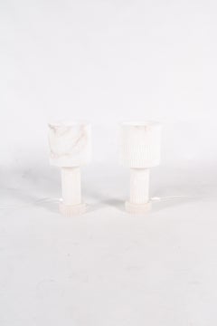 Gorgeous Pair Of Natural Alabaster Stone Table Lamps * FREE DELIVERY