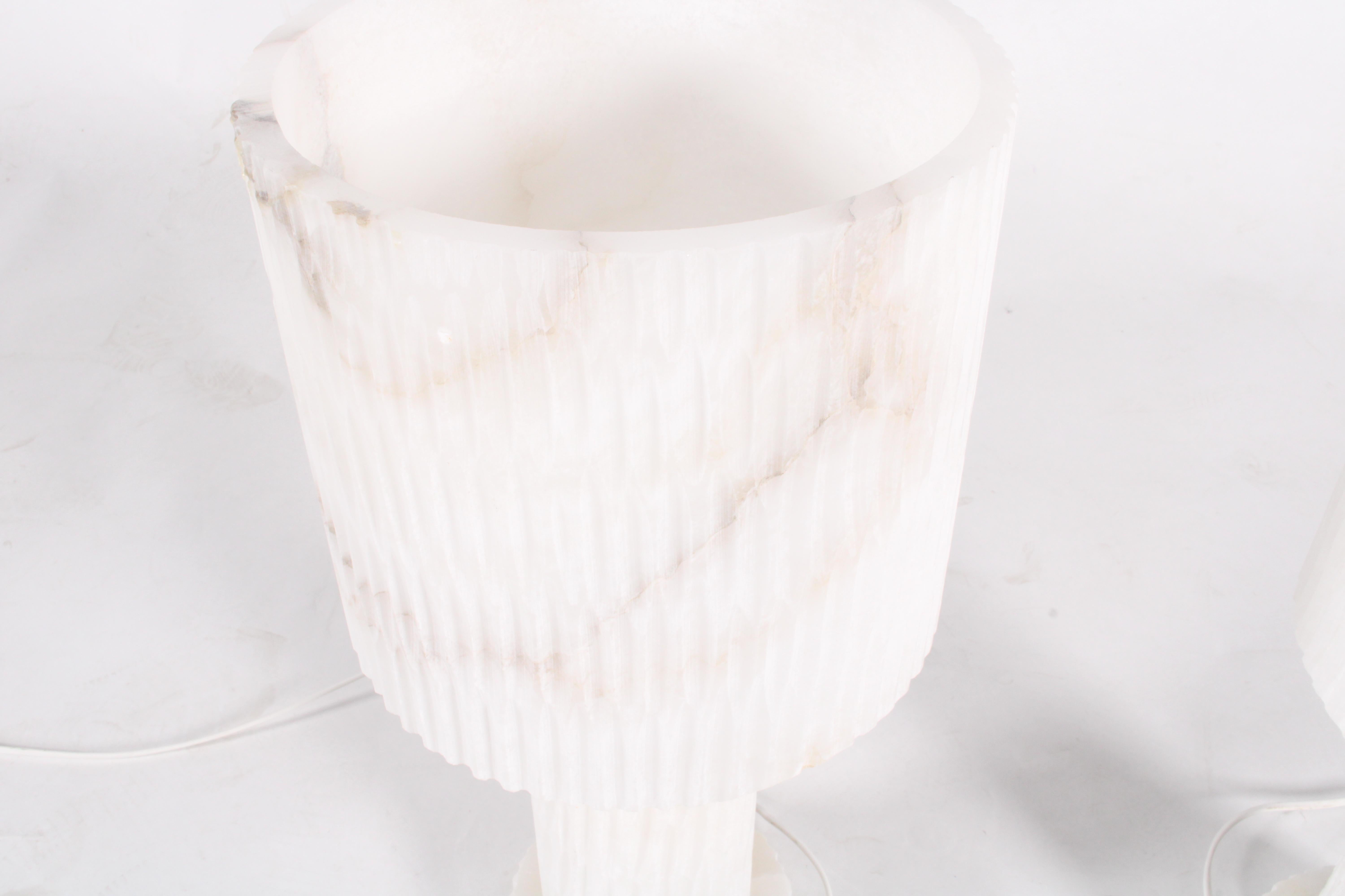 Espagnol Paire de lampes de table en pierre d'albâtre naturelle * LIVRAISON GRATUITE en vente