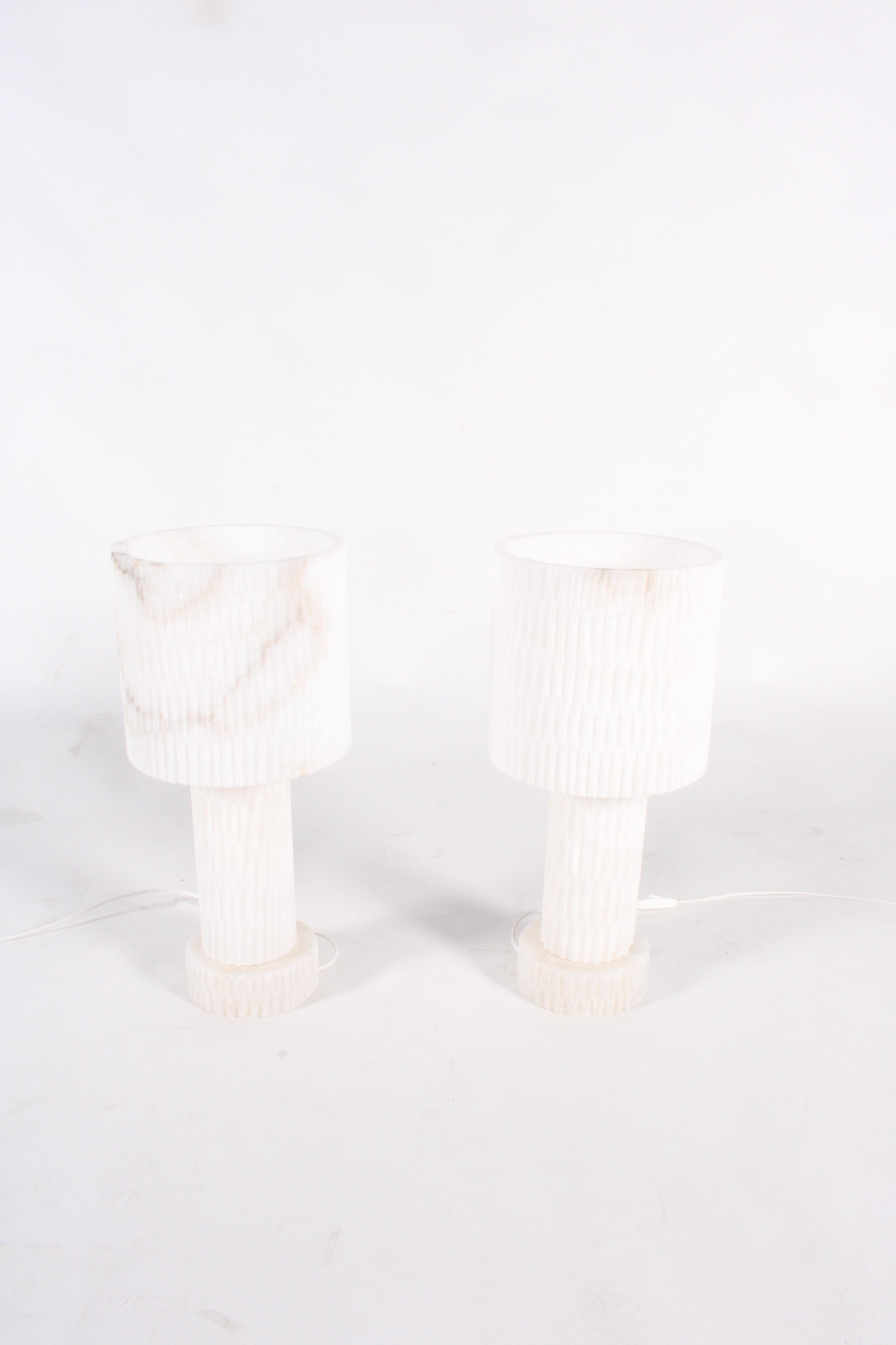 Paire de lampes de table en pierre d'albâtre naturelle * LIVRAISON GRATUITE Bon état - En vente à Portlaoise, IE