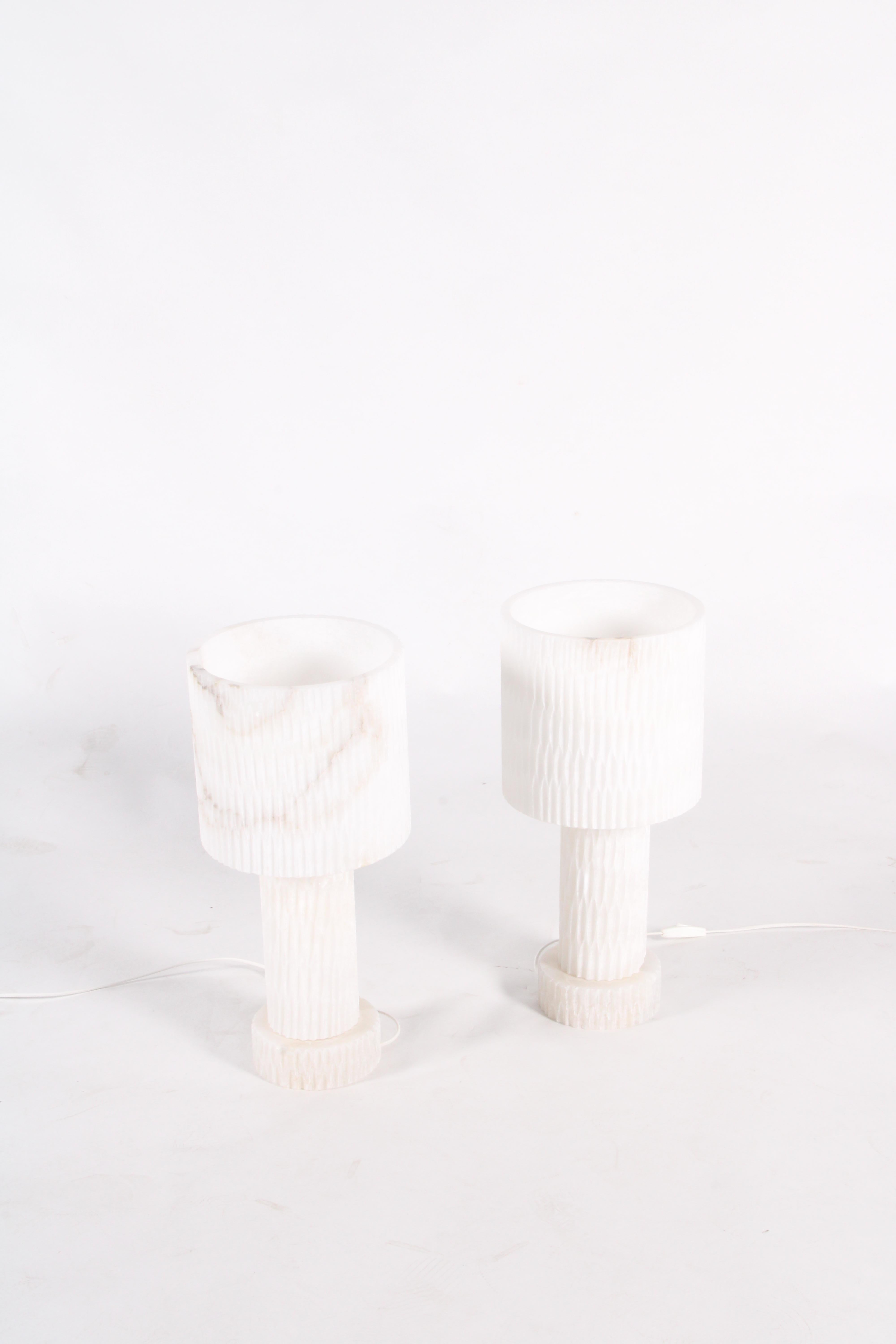 Paire de lampes de table en pierre d'albâtre naturelle * LIVRAISON GRATUITE en vente 1