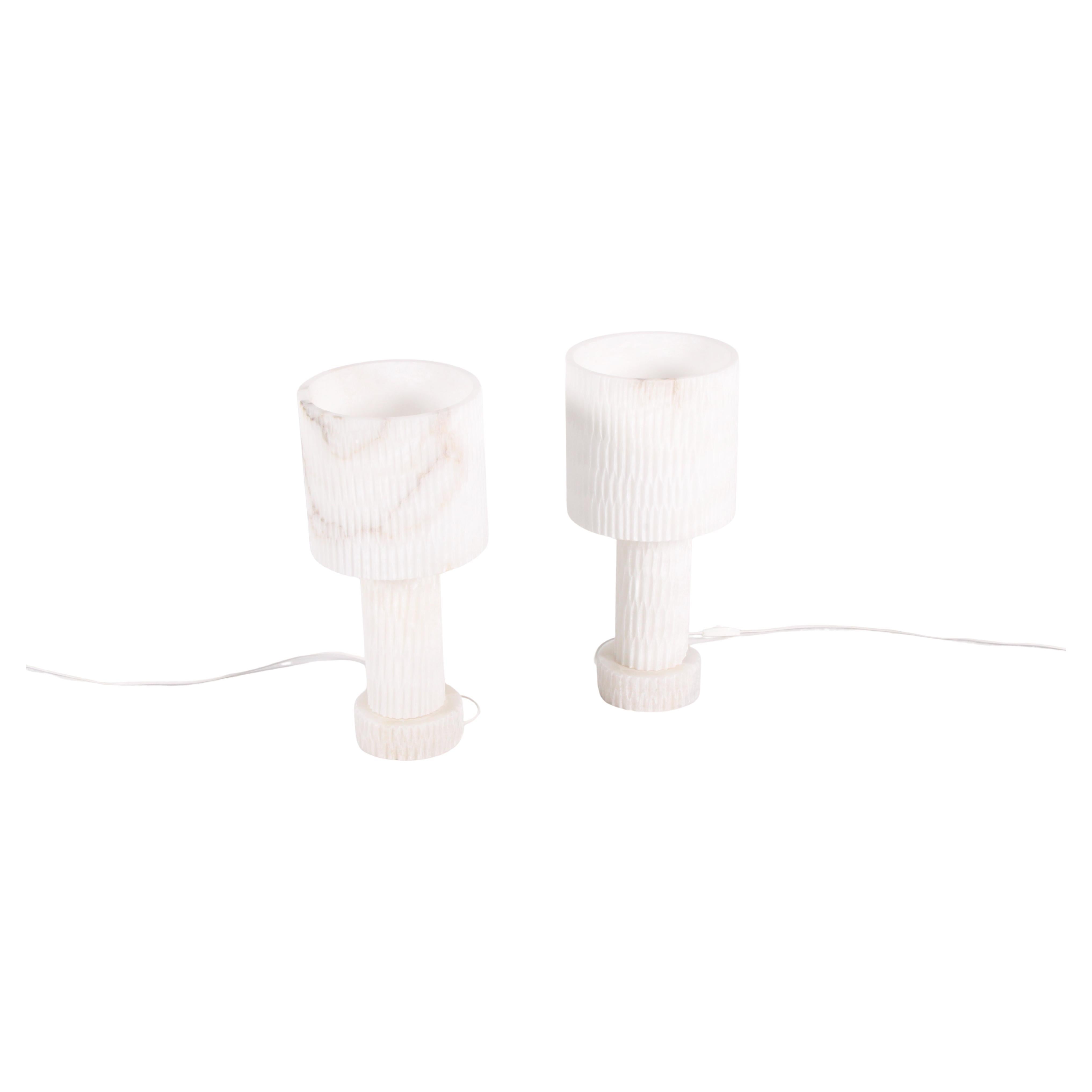 Paire de lampes de table en pierre d'albâtre naturelle * LIVRAISON GRATUITE en vente