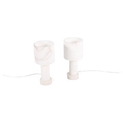 Gorgeous Pair Of Natural Alabaster Stone Table Lamps * FREE DELIVERY