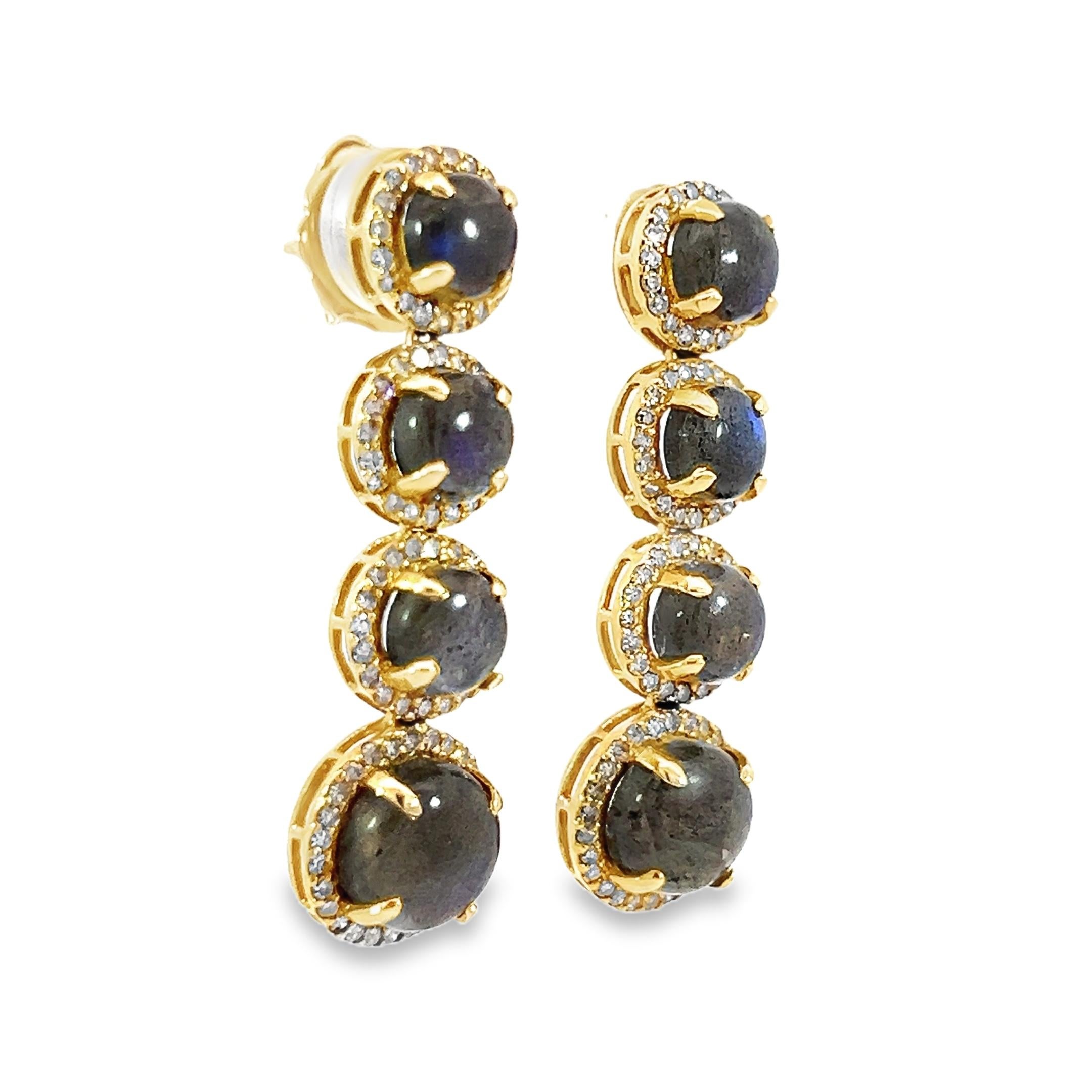 Gorgeous pair of Natural Diamond and labradorites earrings In New Condition For Sale In New York, NY