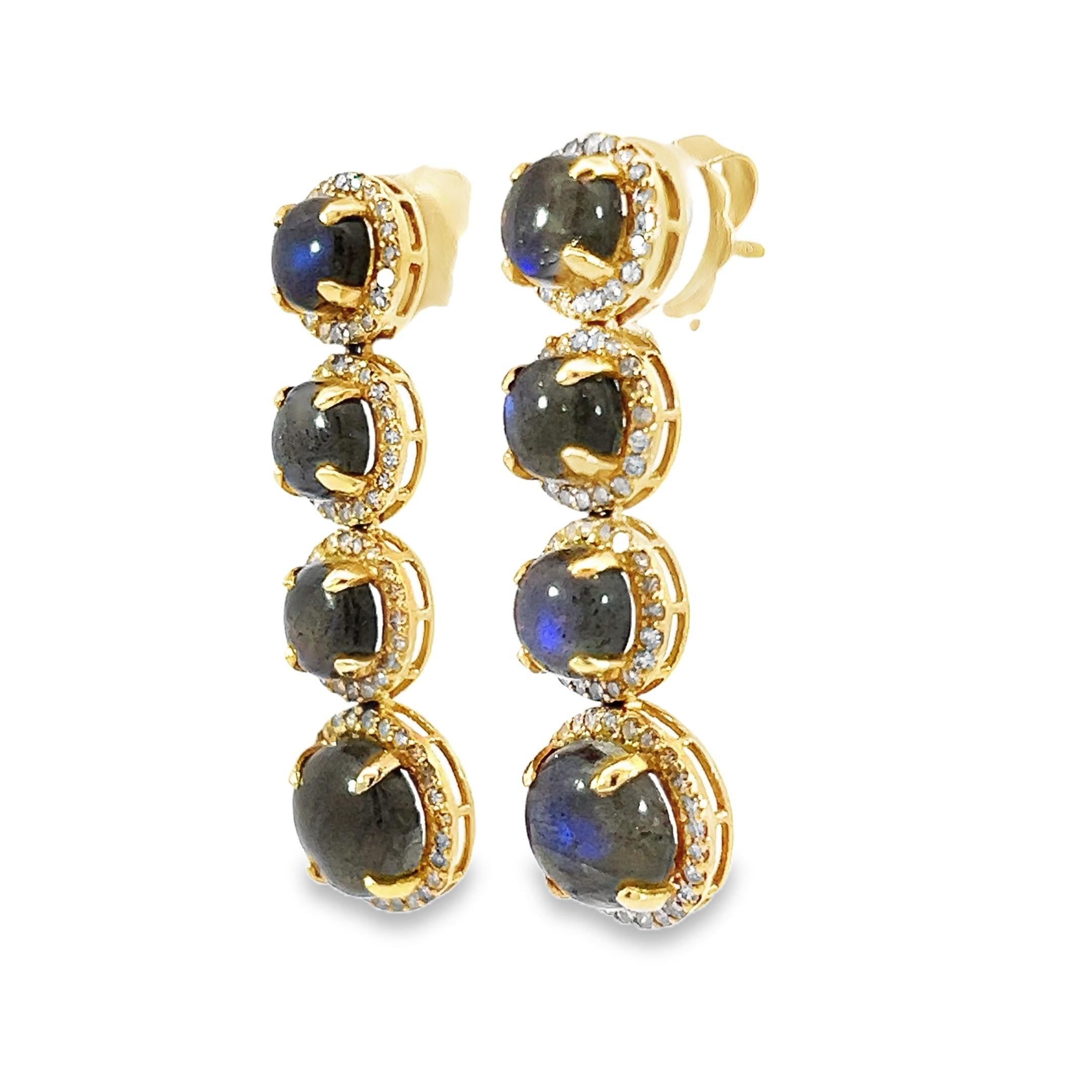 Women's Gorgeous pair of Natural Diamond and labradorites earrings For Sale