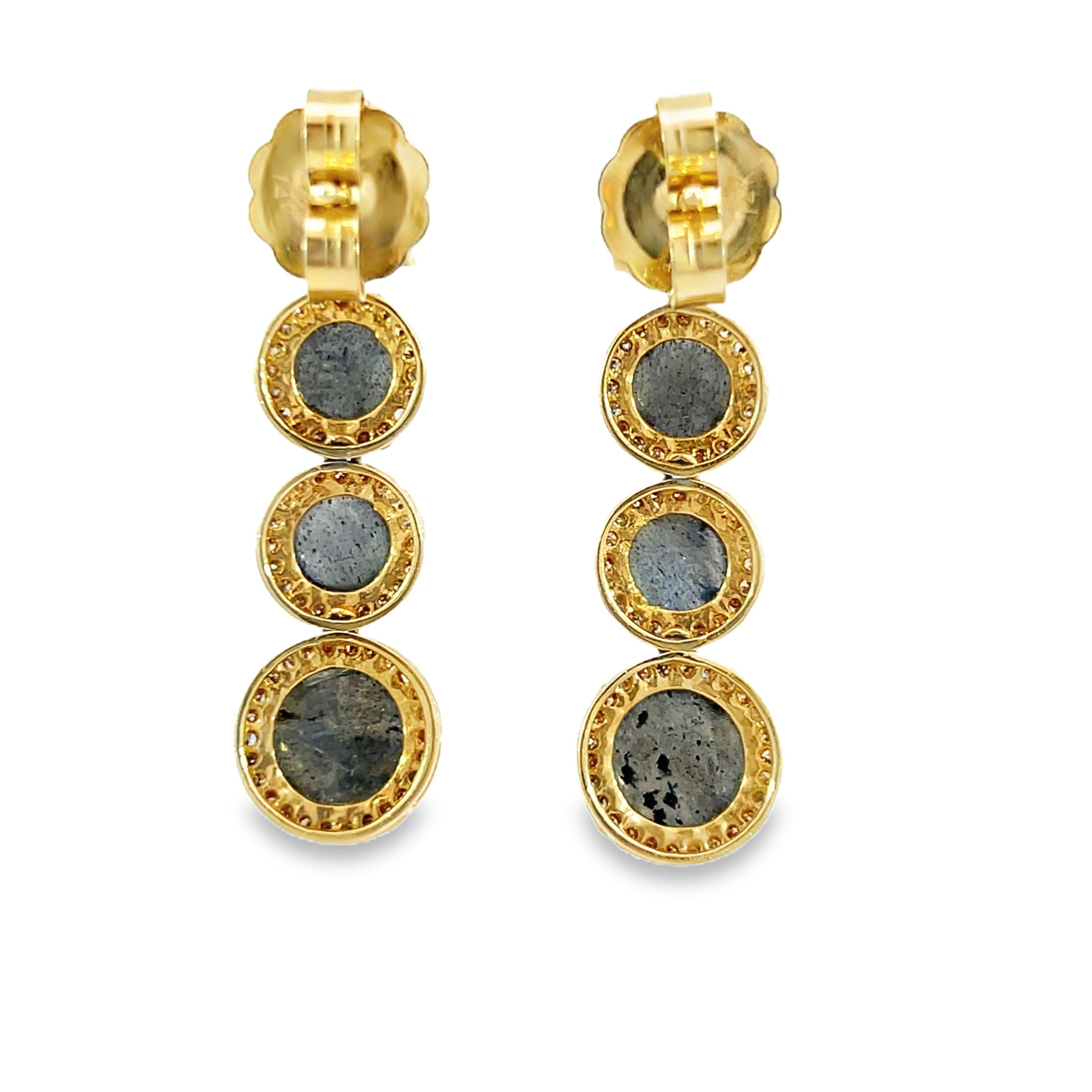 Gorgeous pair of Natural Diamond and labradorites earrings For Sale 1