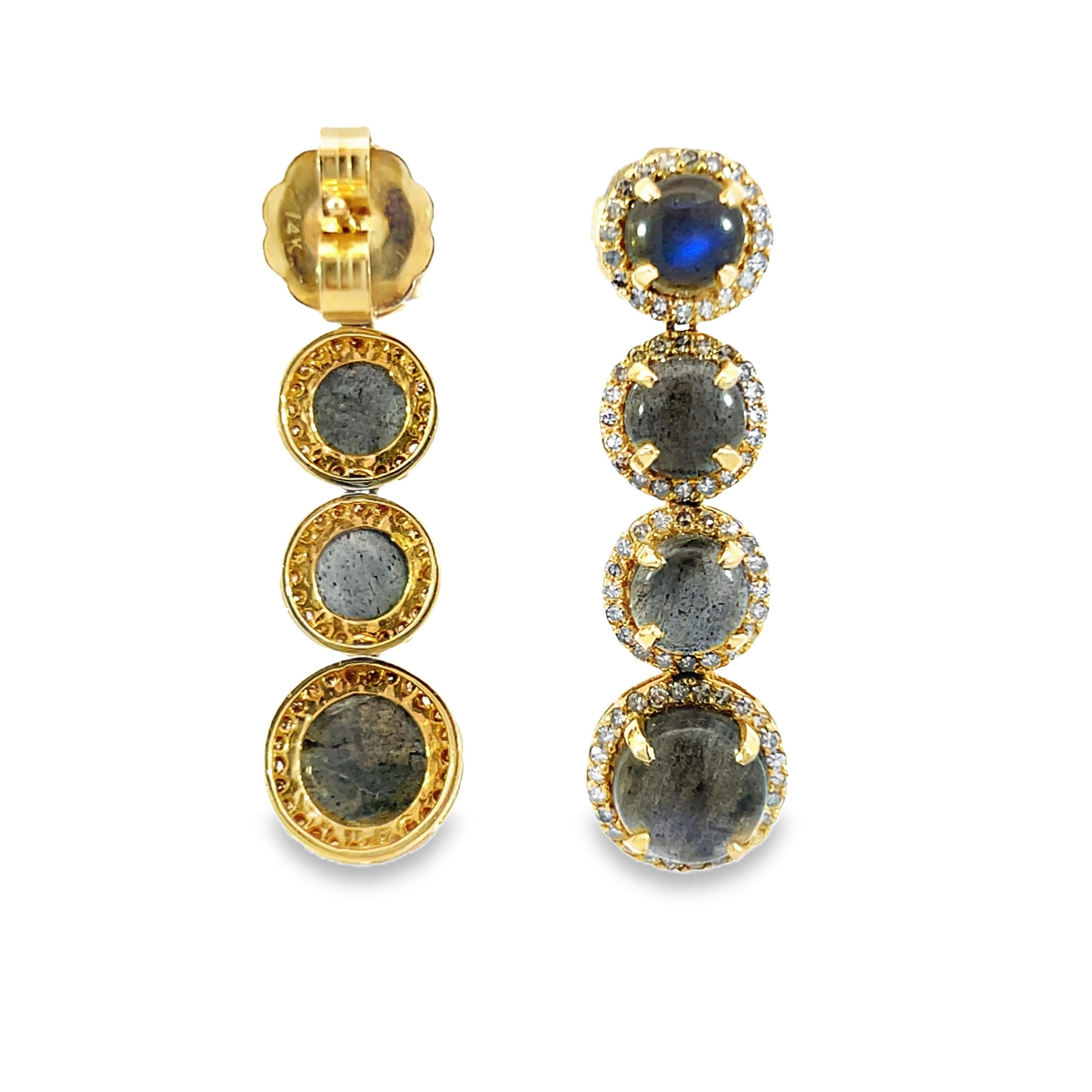 Gorgeous pair of Natural Diamond and labradorites earrings For Sale 2