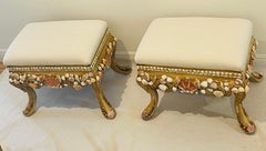 Great Pair Sea Shell Encrusted Ottomans