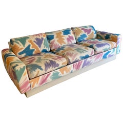 Gorgeous Pair of Pastel Brushstroke Platform Sofas