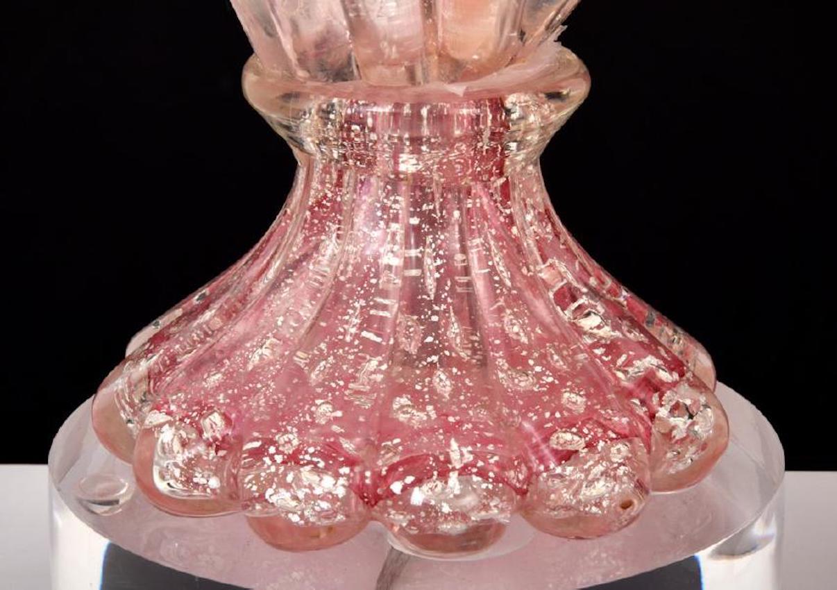 Mid-Century Modern Gorgeous Pair of Pink Murano Glass Lamps by Barovier & Taso, 1970, Italy