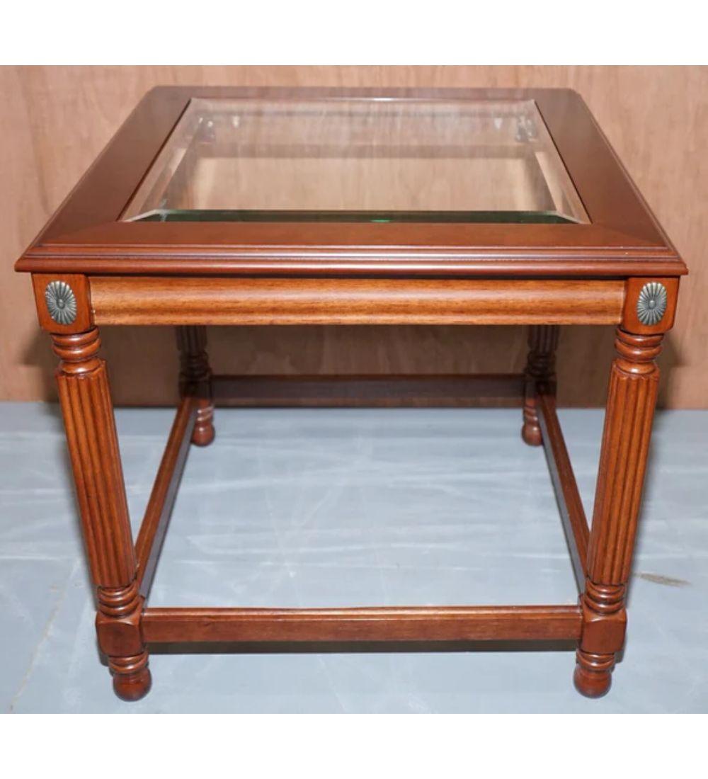 Gorgeous Pair of Regency Style Glass Top Side End Tables For Sale 1