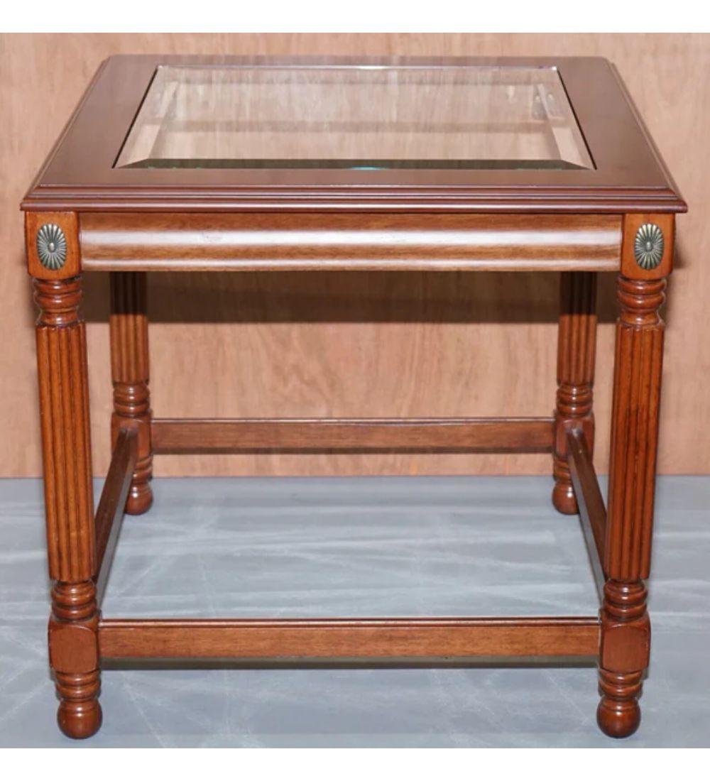 Gorgeous Pair of Regency Style Glass Top Side End Tables For Sale 2