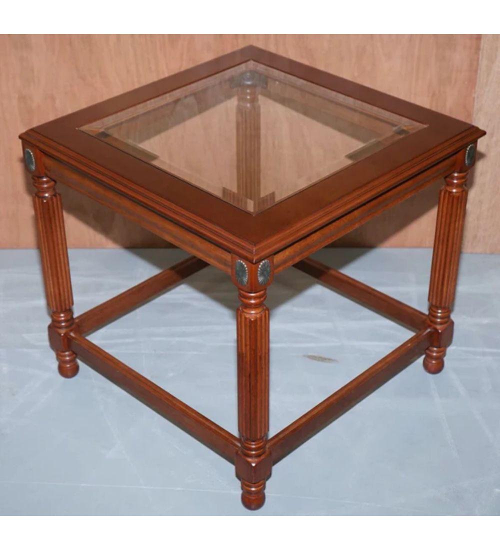 Gorgeous Pair of Regency Style Glass Top Side End Tables For Sale 3