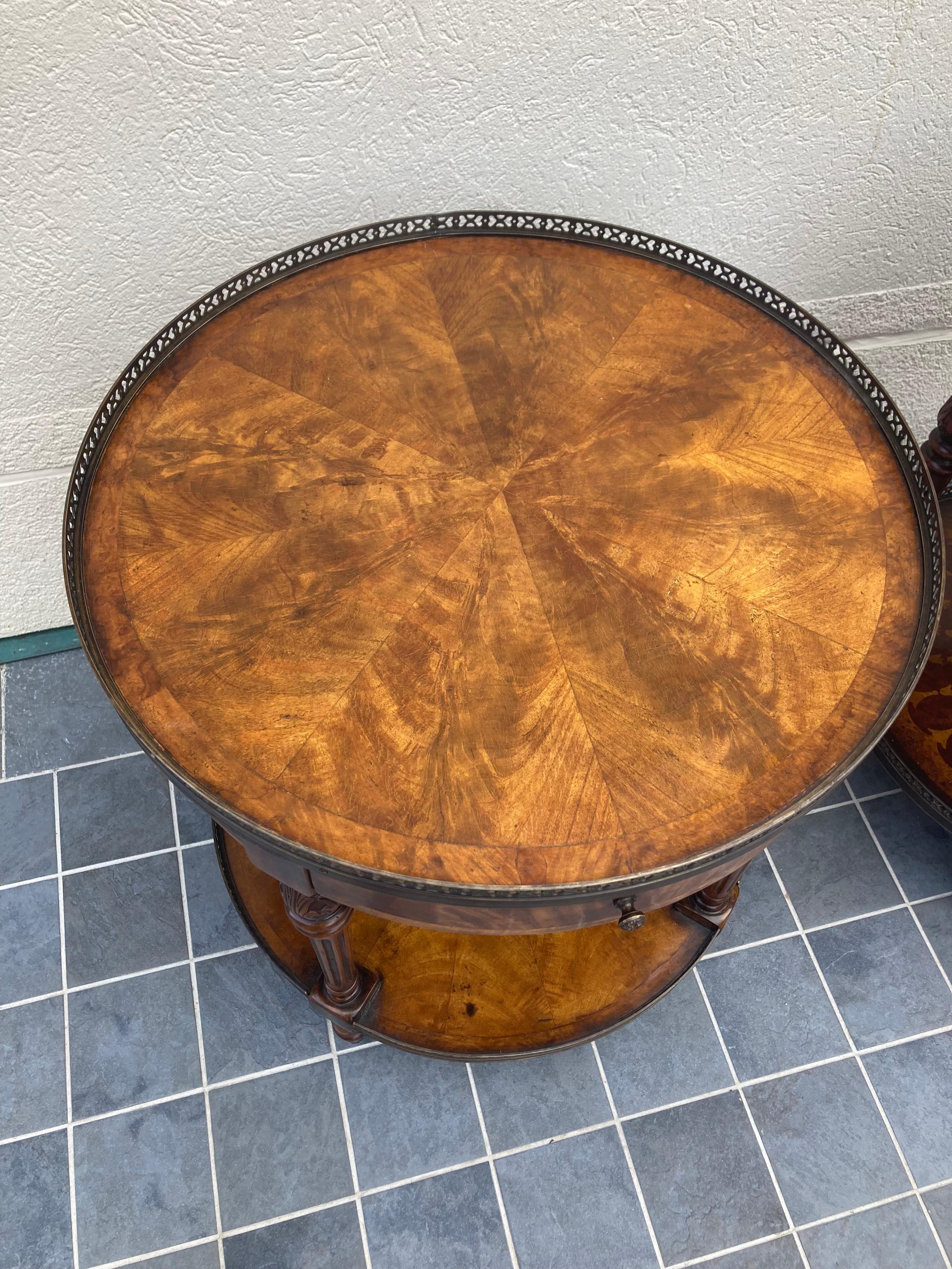 Philippine Gorgeous Pair of Round Theodore Alexander Burlwood Side Tables